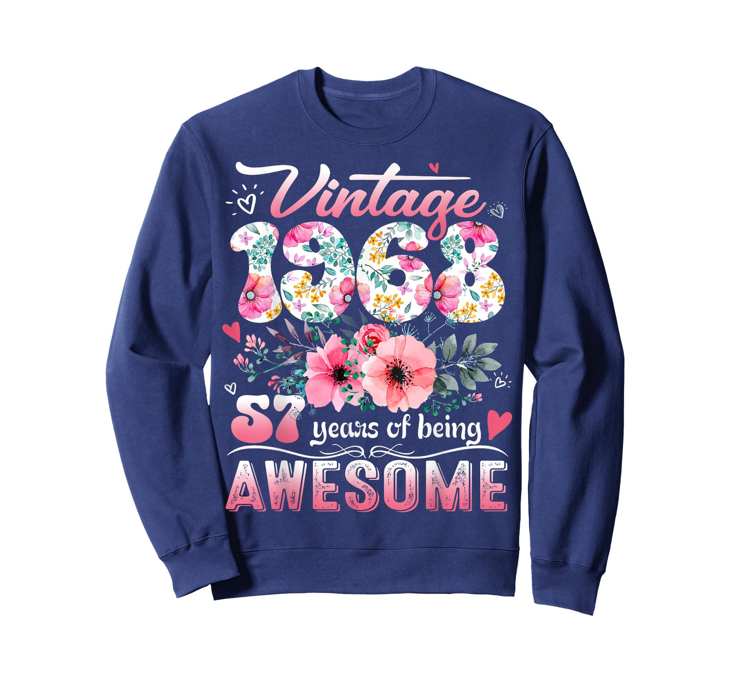 Vintage 1968 Floral 57 Years Old 57th Birthday Party Costume T-Shirt