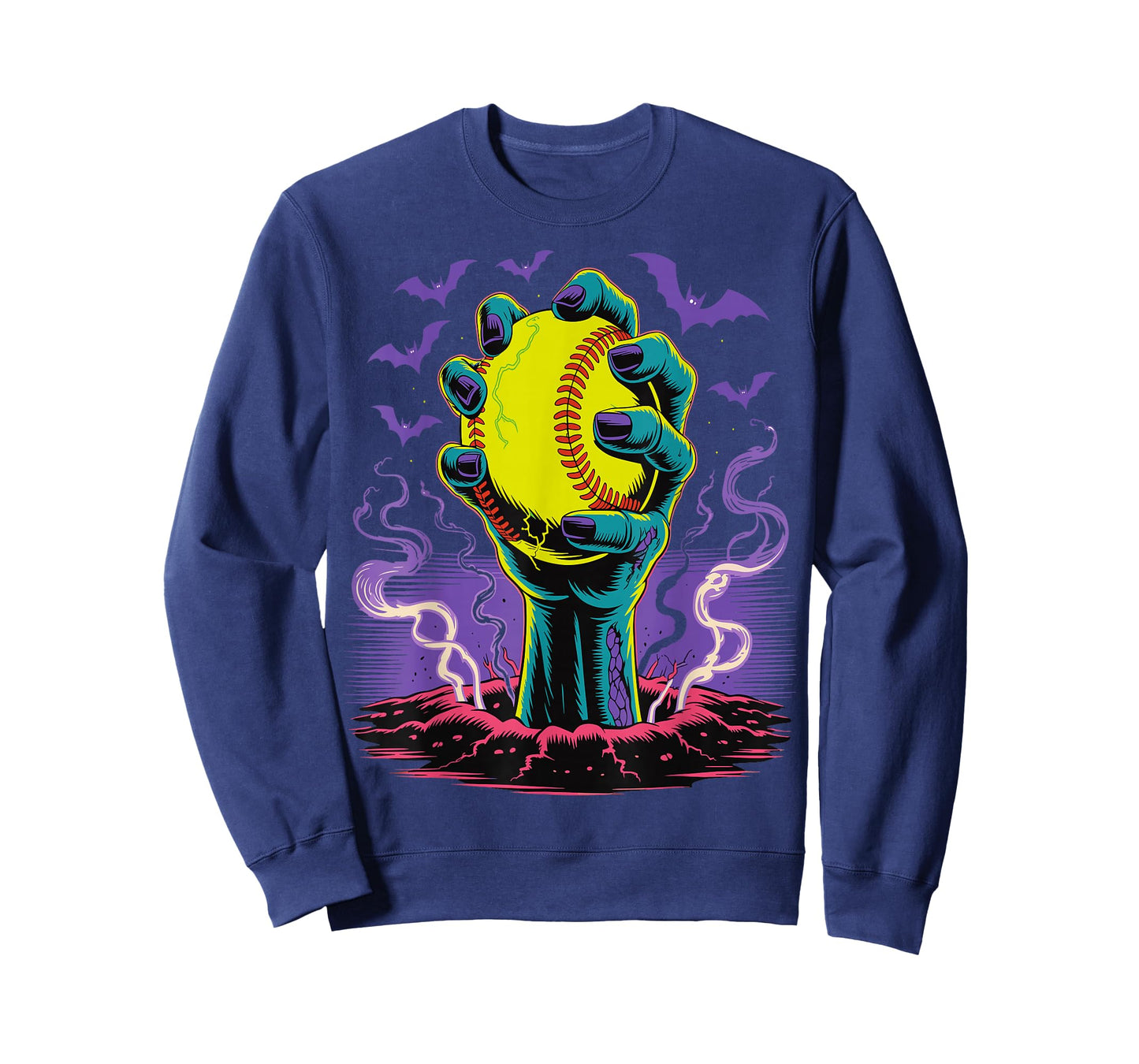 Zombie Hands Holding Softball Halloween Player T-Shirt