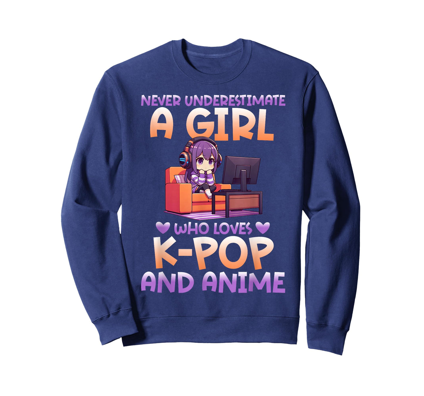 Never Underestimate A Girl Who Loves K-Pop And Anime Fan T-Shirt