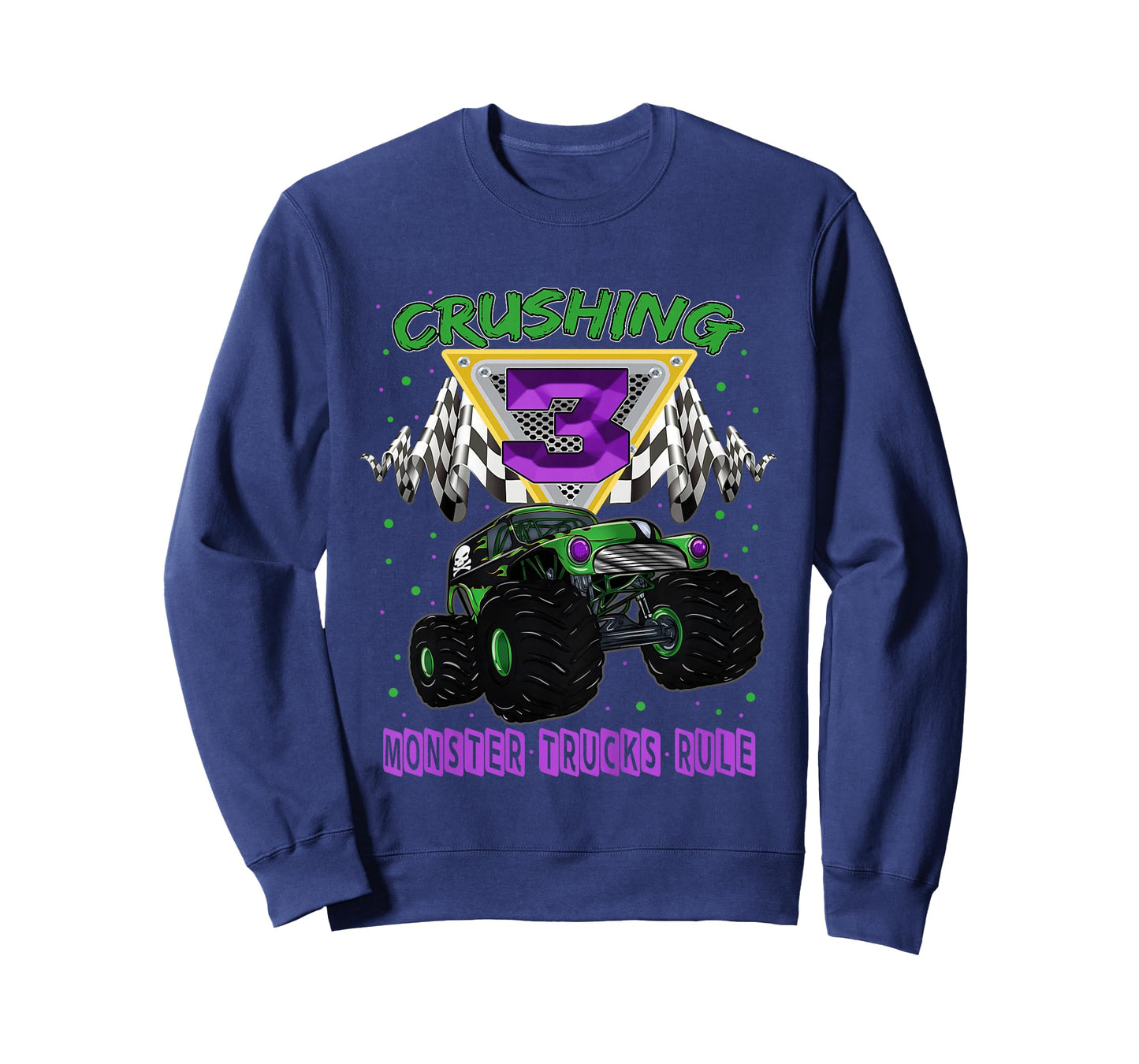 Monster Truck Crushing 3 Years Old Three 3rd Birthday T-Shirt