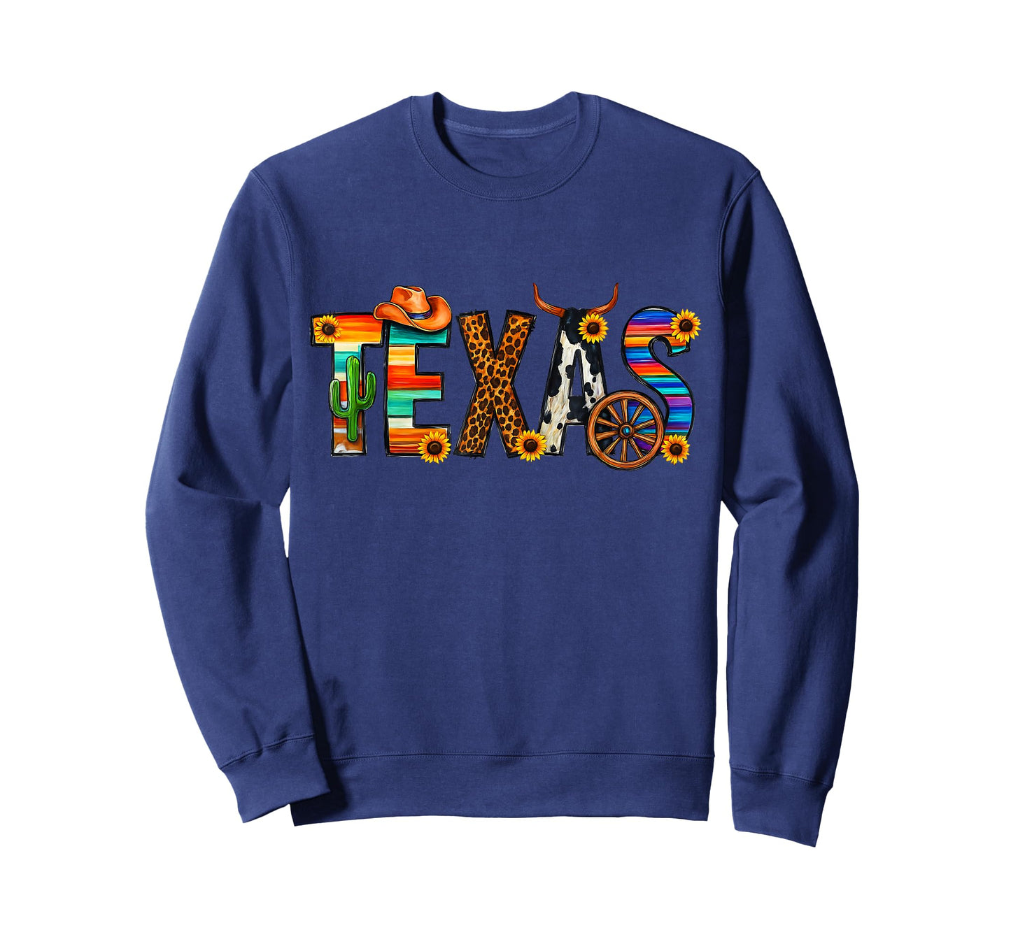 Retro Vibes TEXAS Text Design Bold Colors & Shining Stars T-Shirt