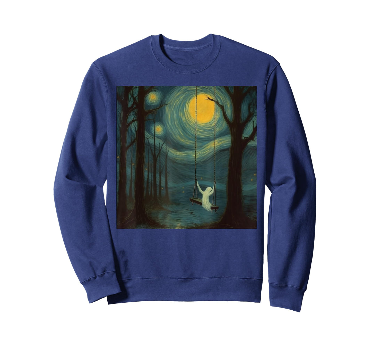 Vintage Ghost Sitting On A Swing Simple Halloween Idea T-Shirt