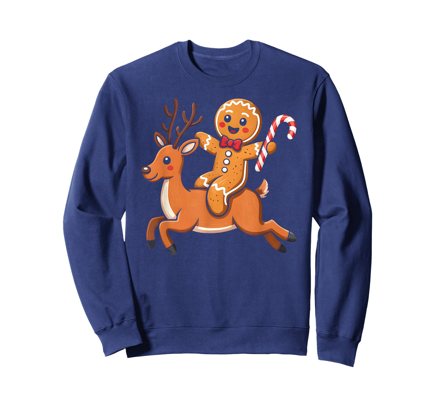 Gingerbread Riding Reindeer Christmas Boys Kids Xmas Pajamas T-Shirt
