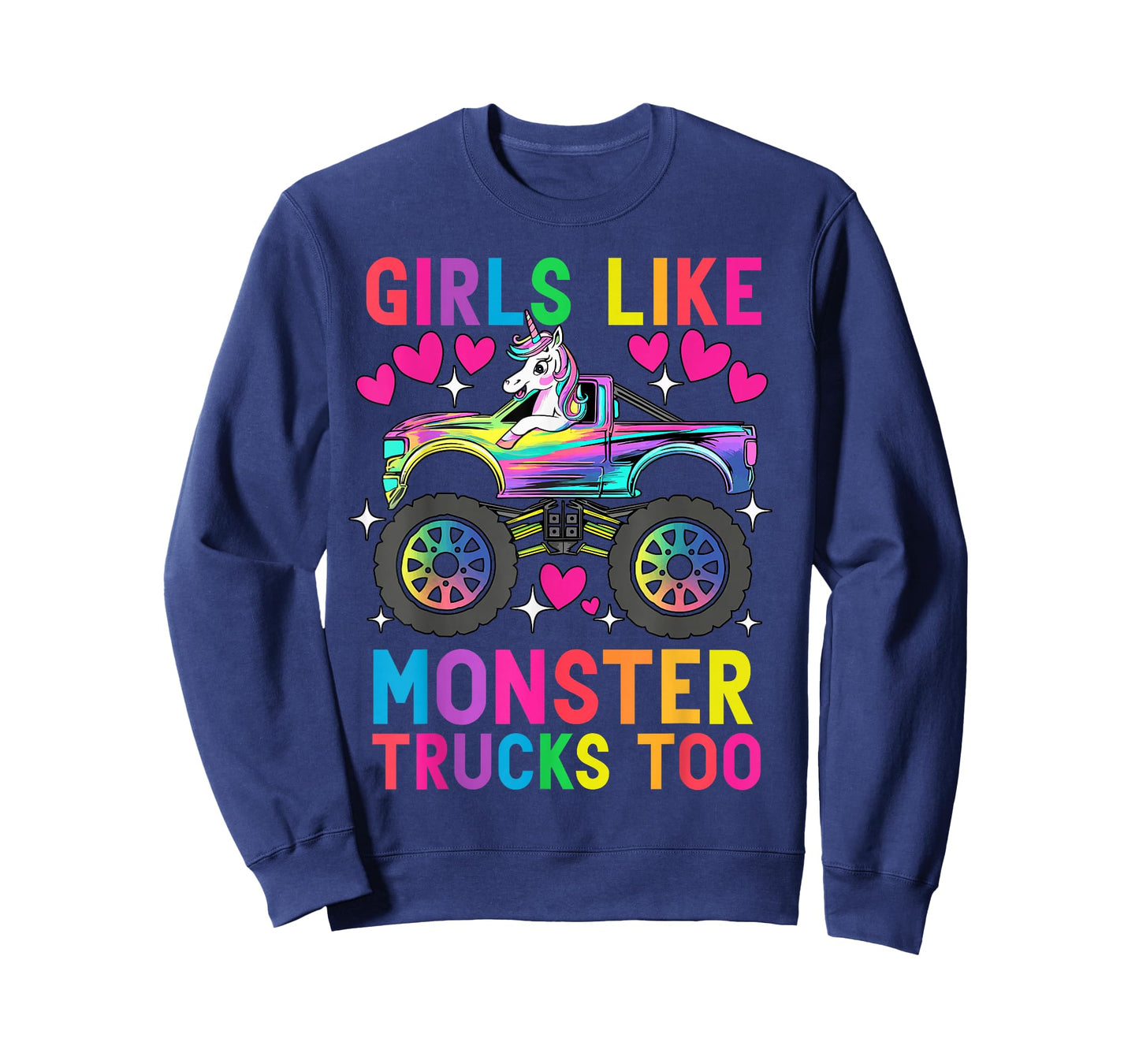 Girls Like Monster Trucks Too Funny Unicorn Monster Truck T-Shirt