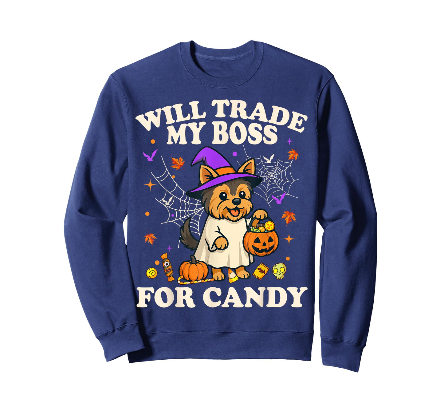 Funny Halloween Yorkshire Terrier Dog Candy Trick or Treat T-Shirt
