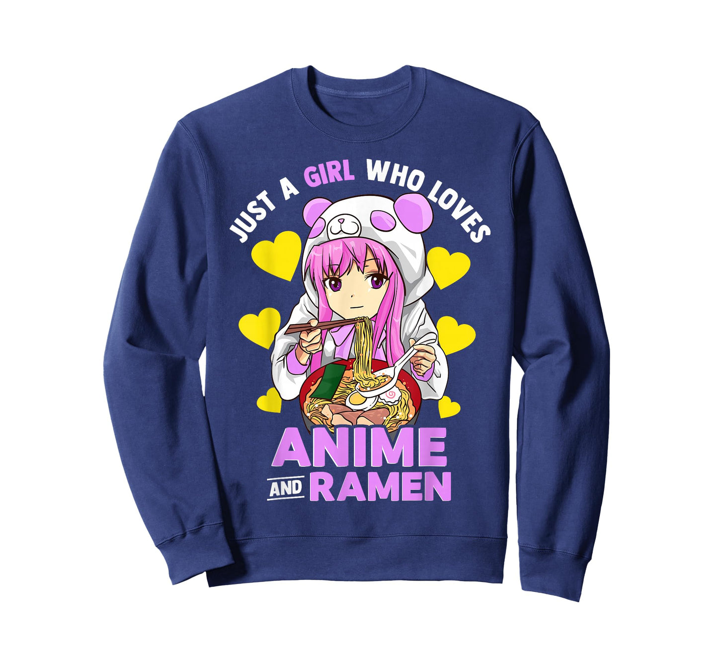 Just A Girl Who Loves Anime and Ramen Bowl Panda Teen Girls T-Shirt Small