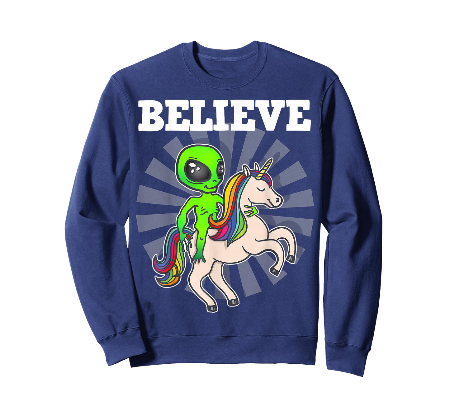 Believe Space Alien Riding Unicorn Funny Gift T-Shirt