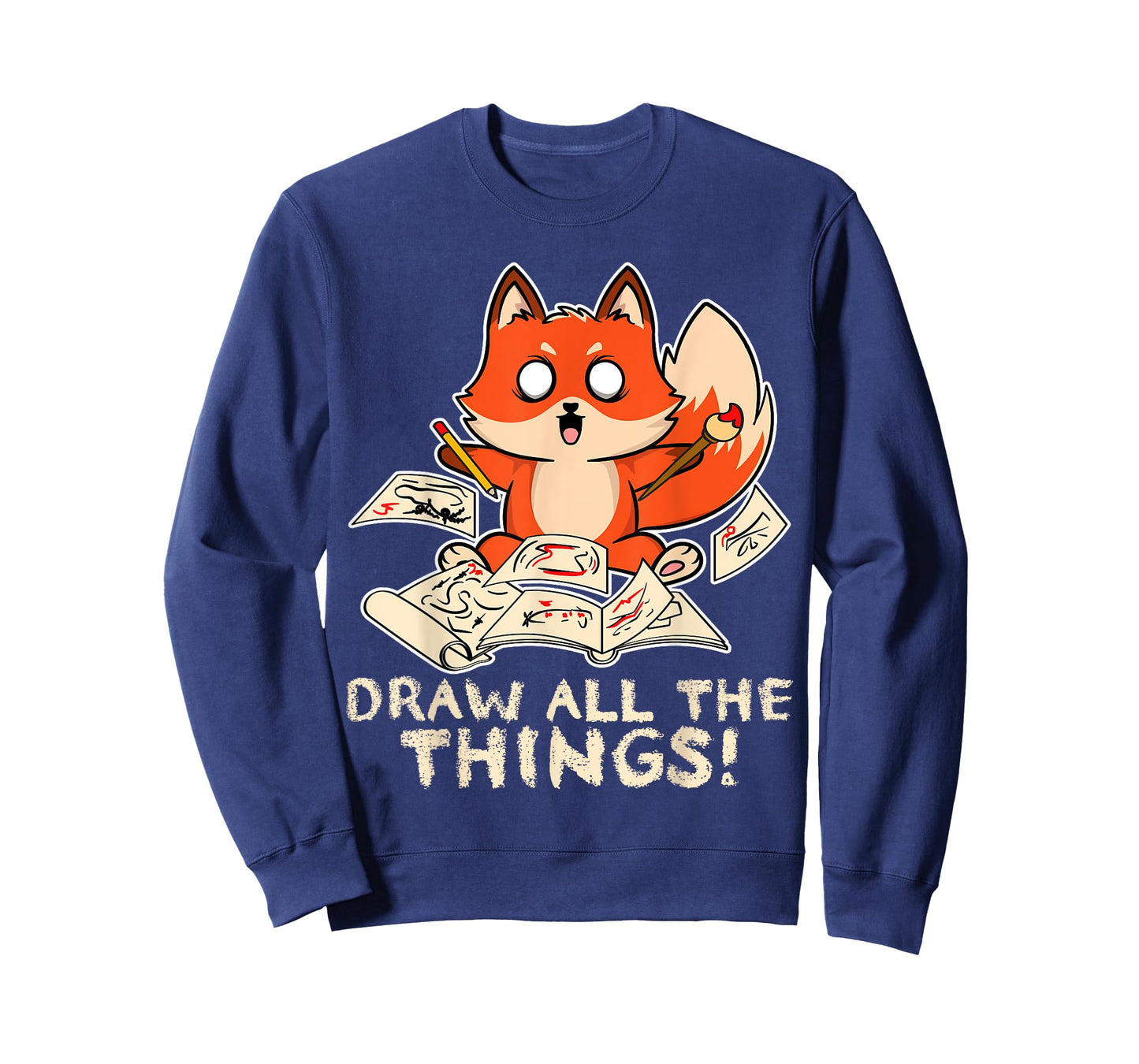 Draw All The Things Fox Sketching Art Otaku Comics Anime Top T-Shirt