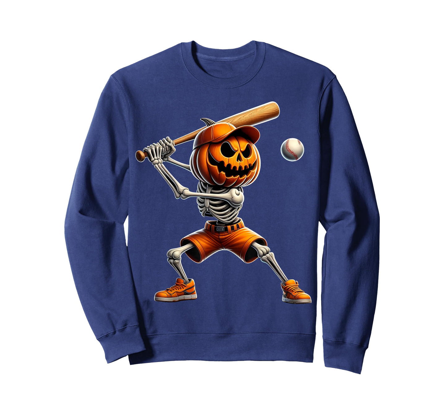 Skeleton Baseball Halloween Pumpkin Costume Boys Kids Women T-Shirt