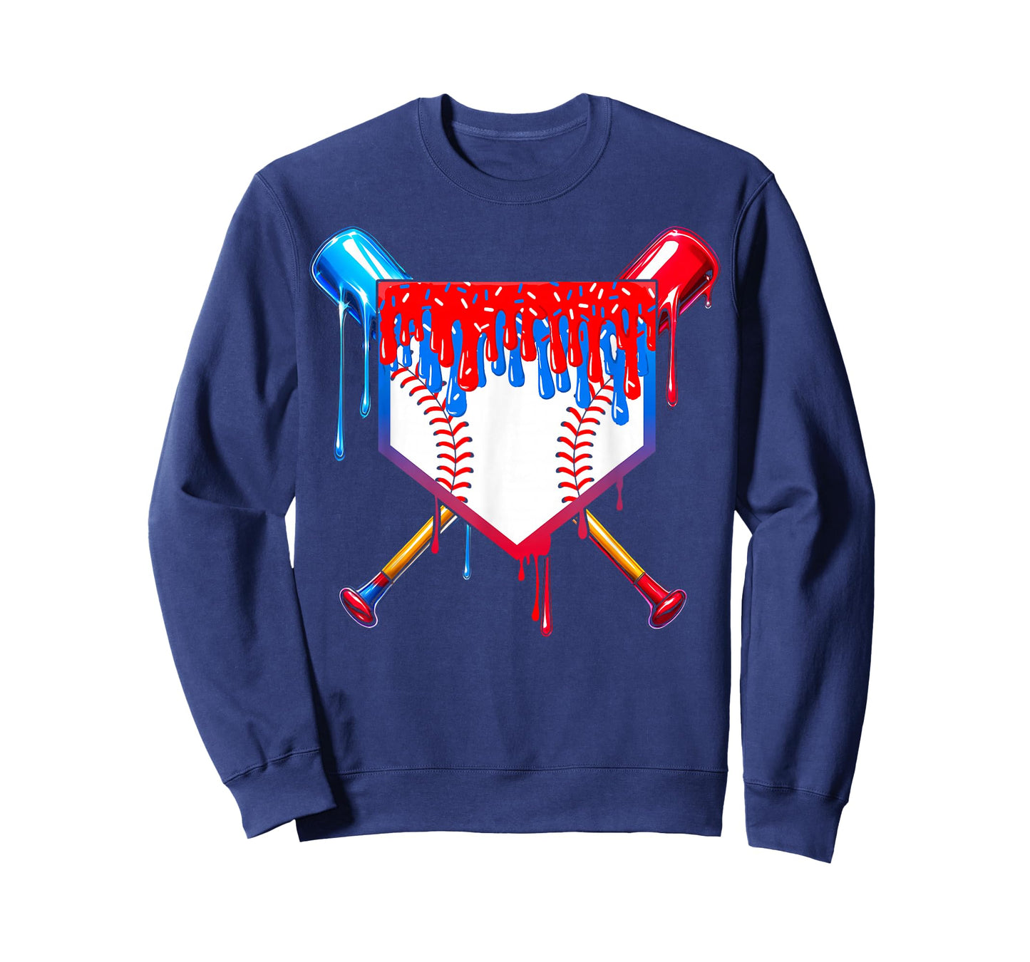 Baseball Drip Boys Ice Cream 4th Of July Home Plate Sprinkle T-Shirt