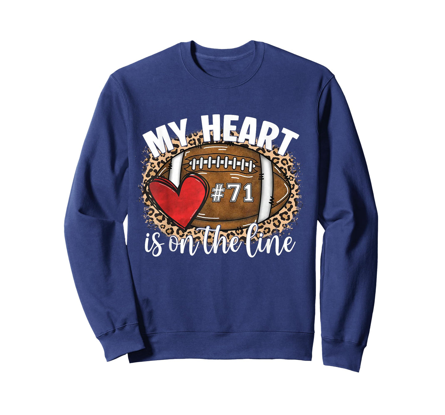 My Heart is On The Line Jersey Night Number 71 Football Mom T-Shirt