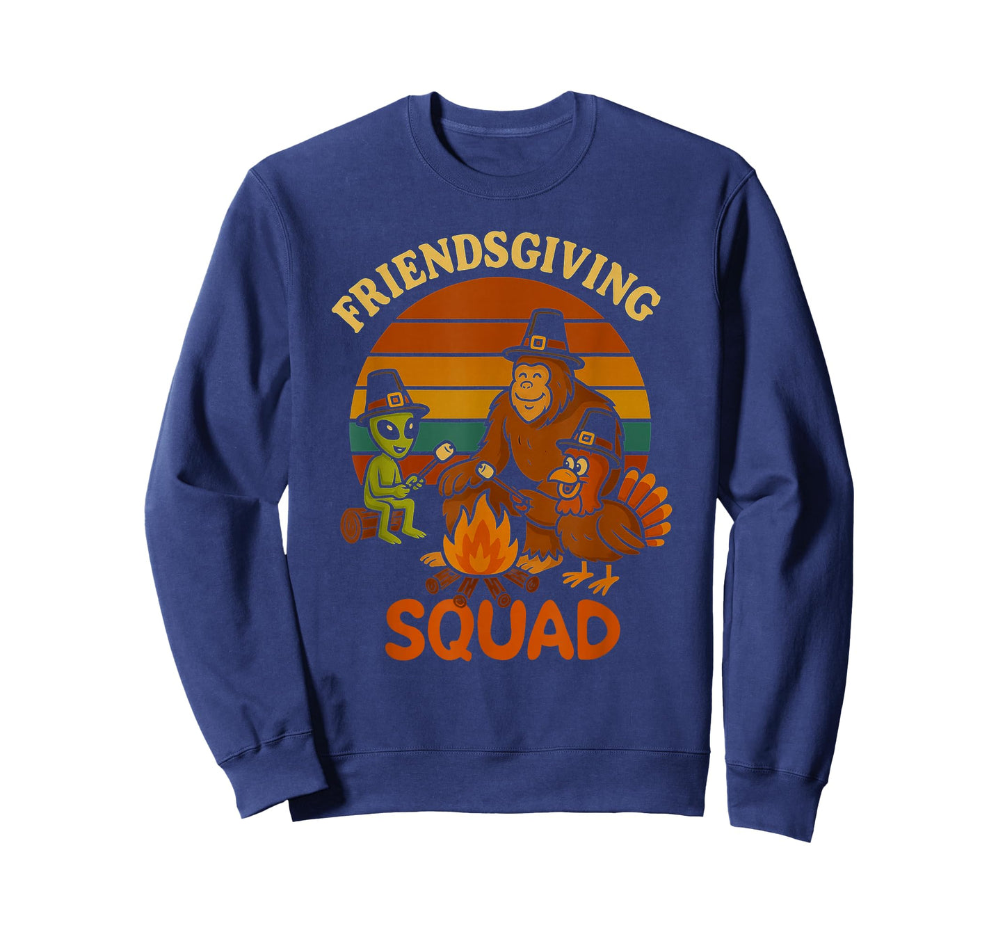 Bigfoot Alien Turkey Thanksgiving Friendsgiving Squad UFO T-Shirt
