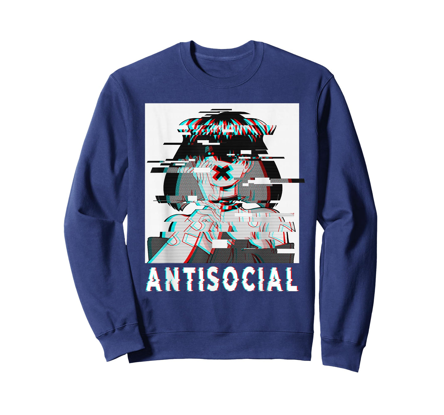 Antisocial Anti Social Anime Goth Girl Vaporwave Glitch 90s T-Shirt