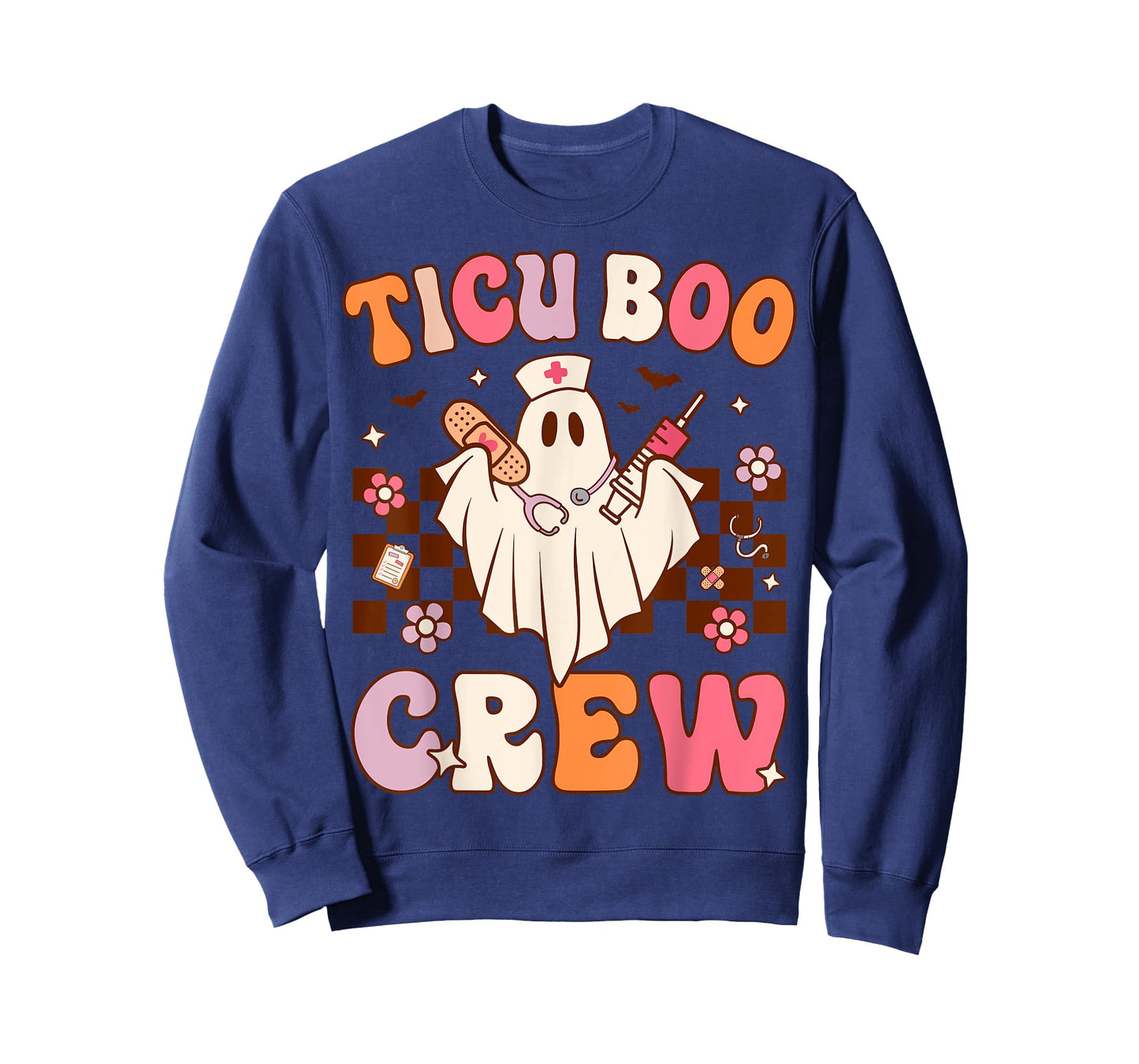 Boo Crew Funny Nursing Ghost Women TICU Nurse Halloween T-Shirt
