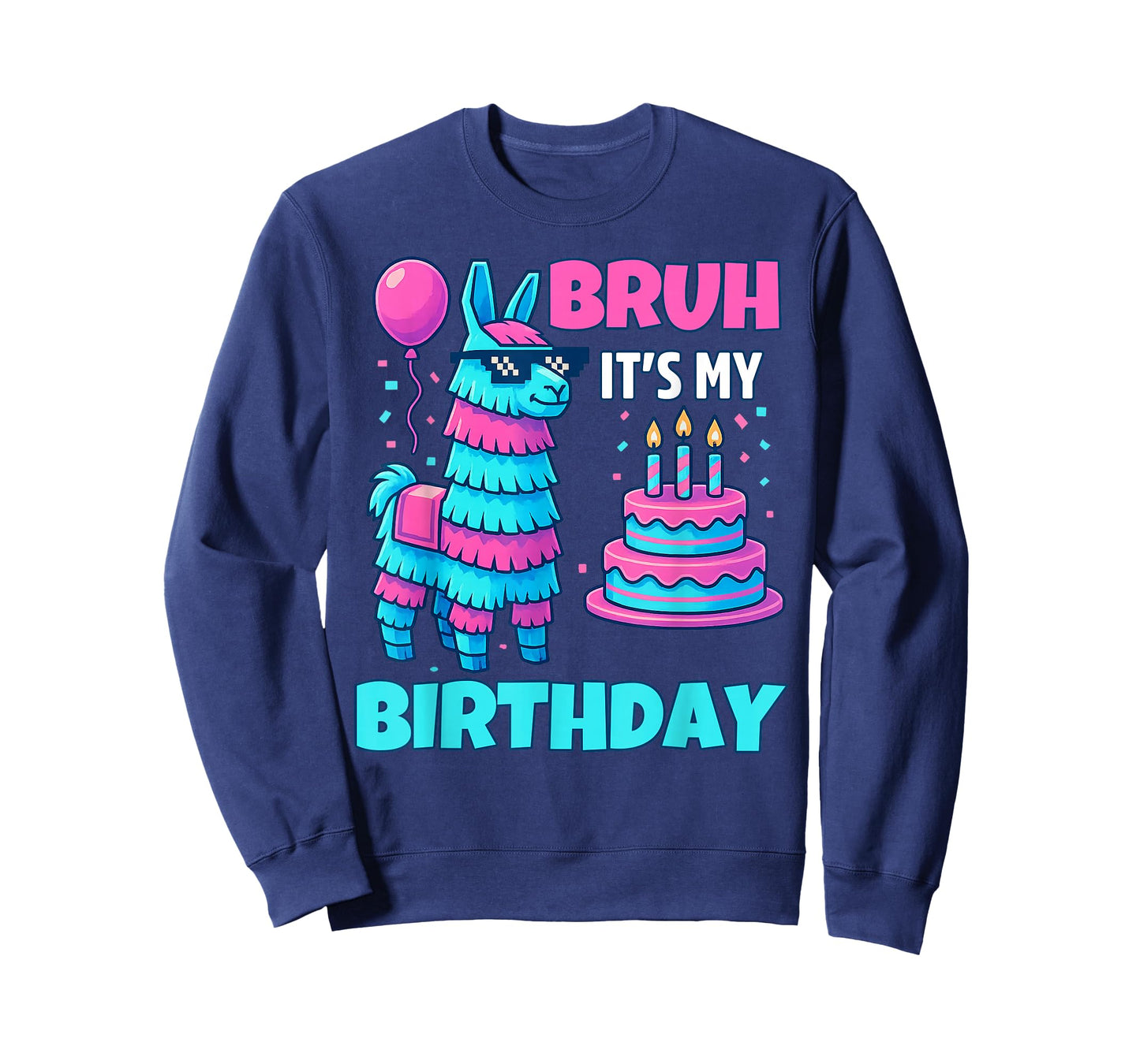 Bruh It’s My Birthday Funny Llama Pinata bday boy kids party T-Shirt