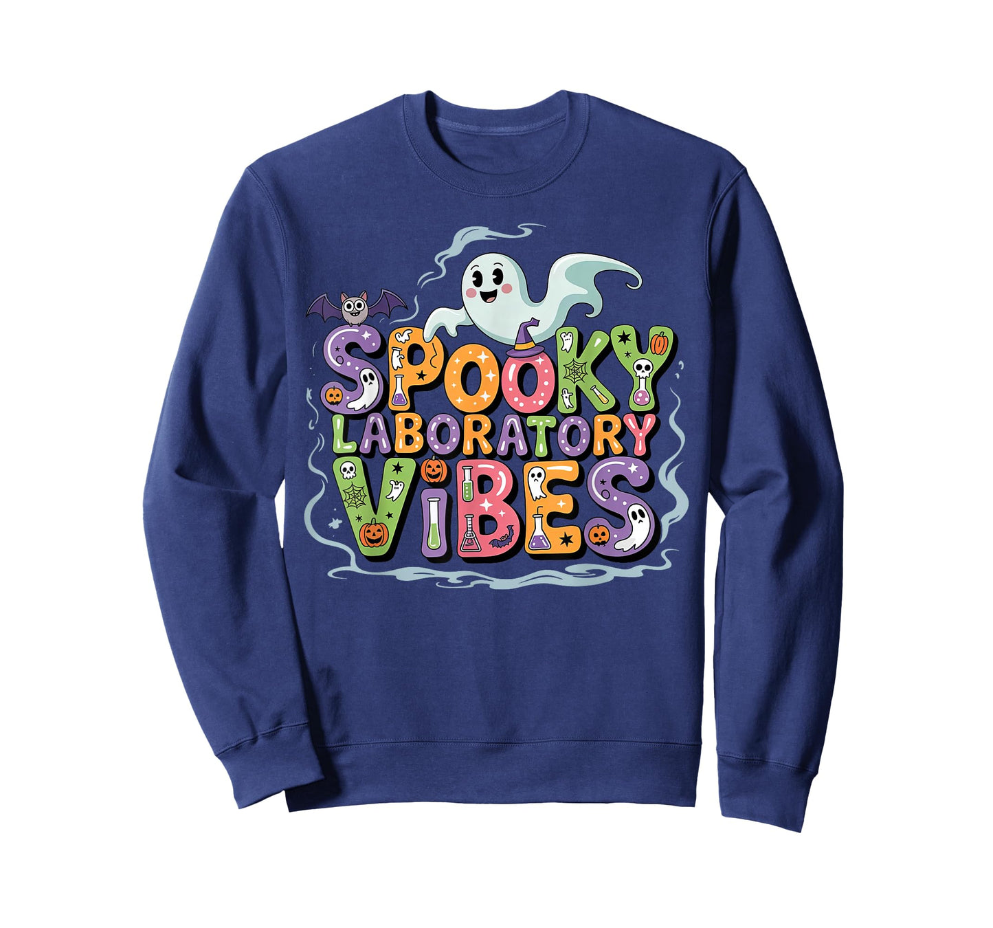 Spooky Laboratory Vibes Ghost Halloween Scientist Lab Tech T-Shirt