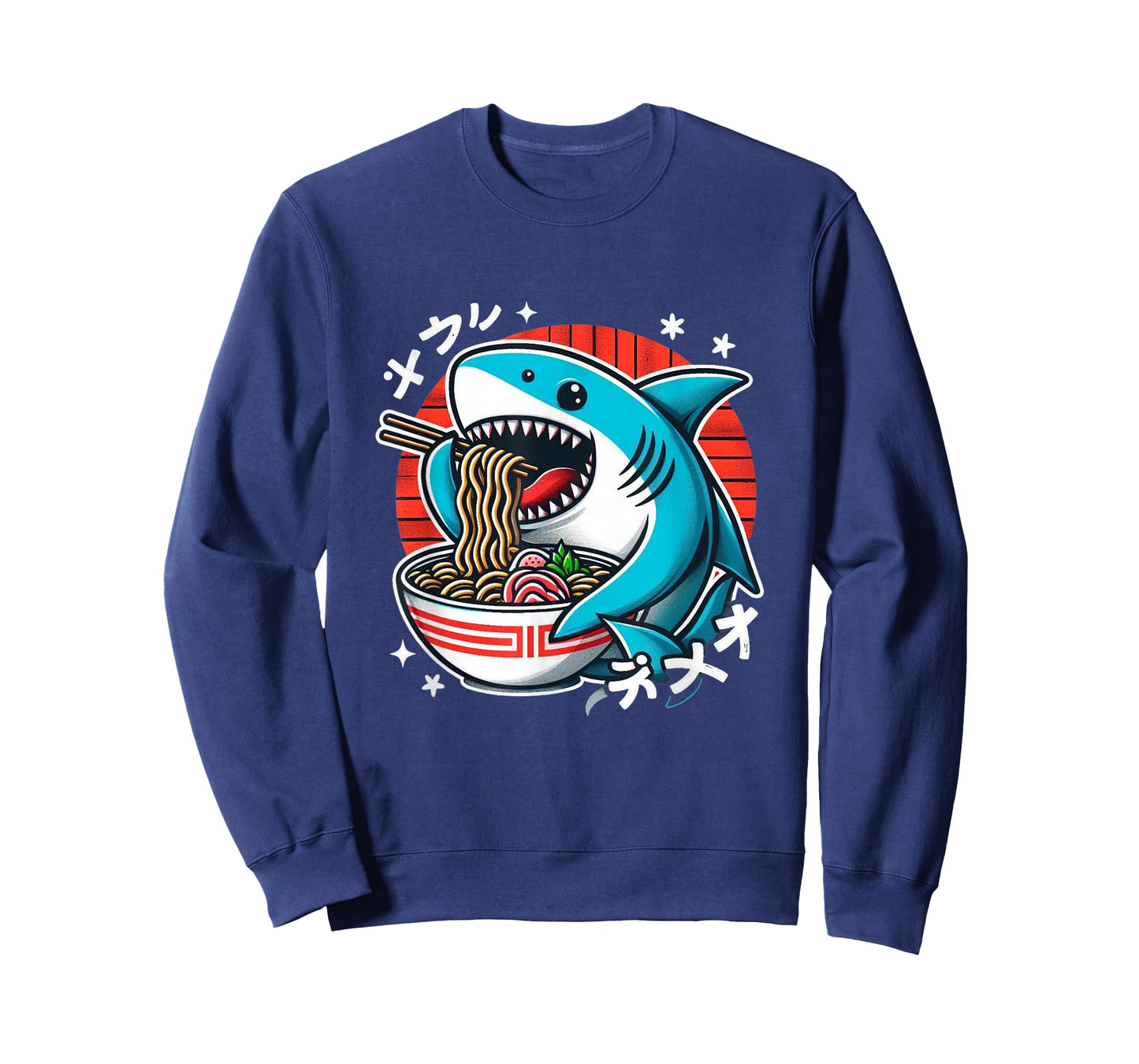 Shark Eating Ramen Kawaii Neko Japanese Noodles T-Shirt