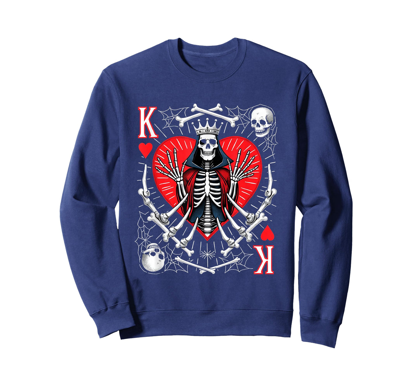 Creepy Skeleton King of Hearts Halloween Playing Card Poker T-Shirt