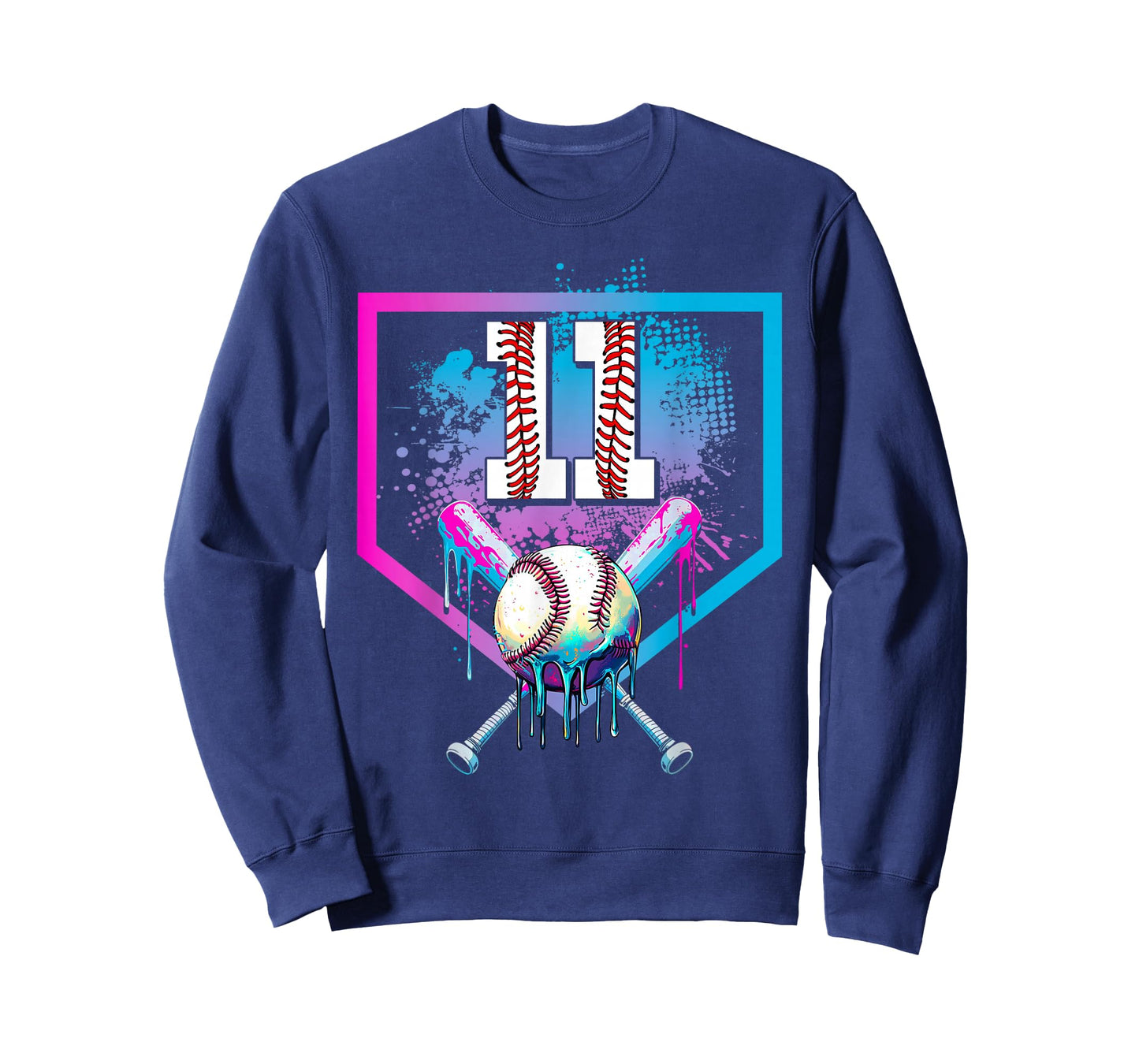 Baseball Drip 11th Birthday Home Plate Boy Youth 11 Year Old T-Shirt