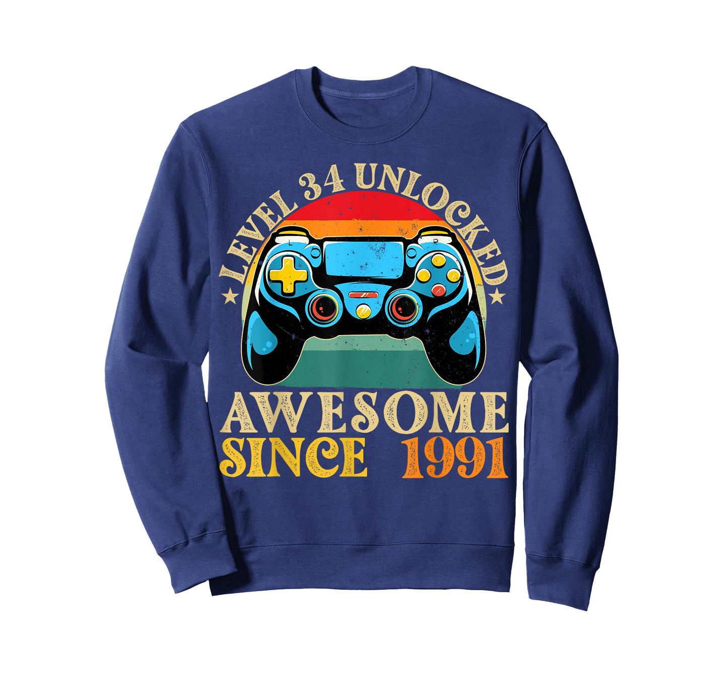 Level 34 Unlocked Awesome Since 1991 34th Birthday Gamer T-Shirt