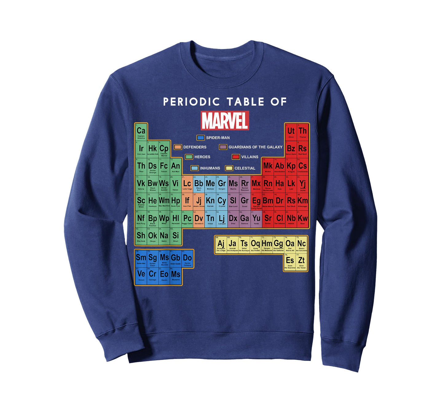 Marvel Ultimate Periodic Table Of Elements Graphic Short Sleeve T-Shirt, Black, Small