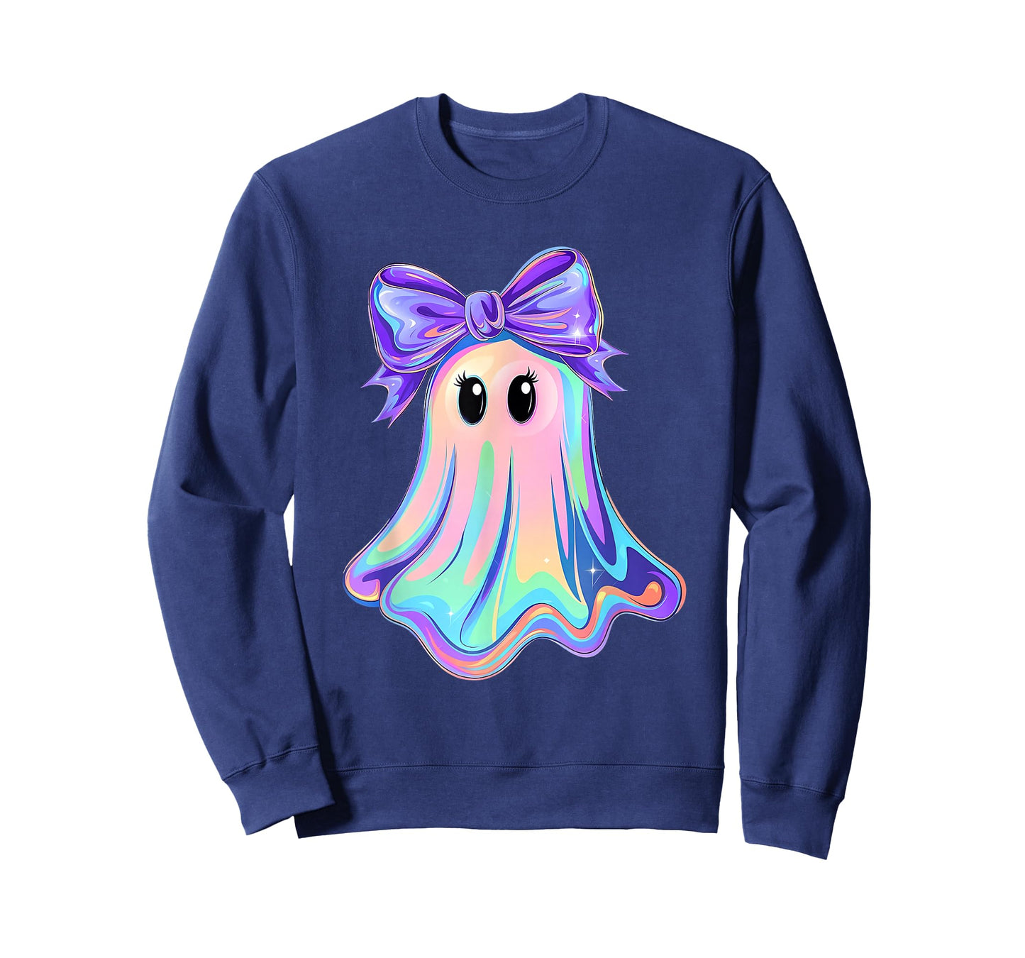 Pastel Galaxy Ghost Halloween Girl Kids Ghost Coquette Bow T-Shirt
