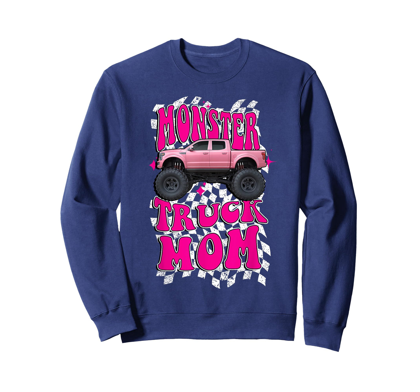 Monster Truck Mom Wavy Retro Vintage Pink Monster Truck T-Shirt