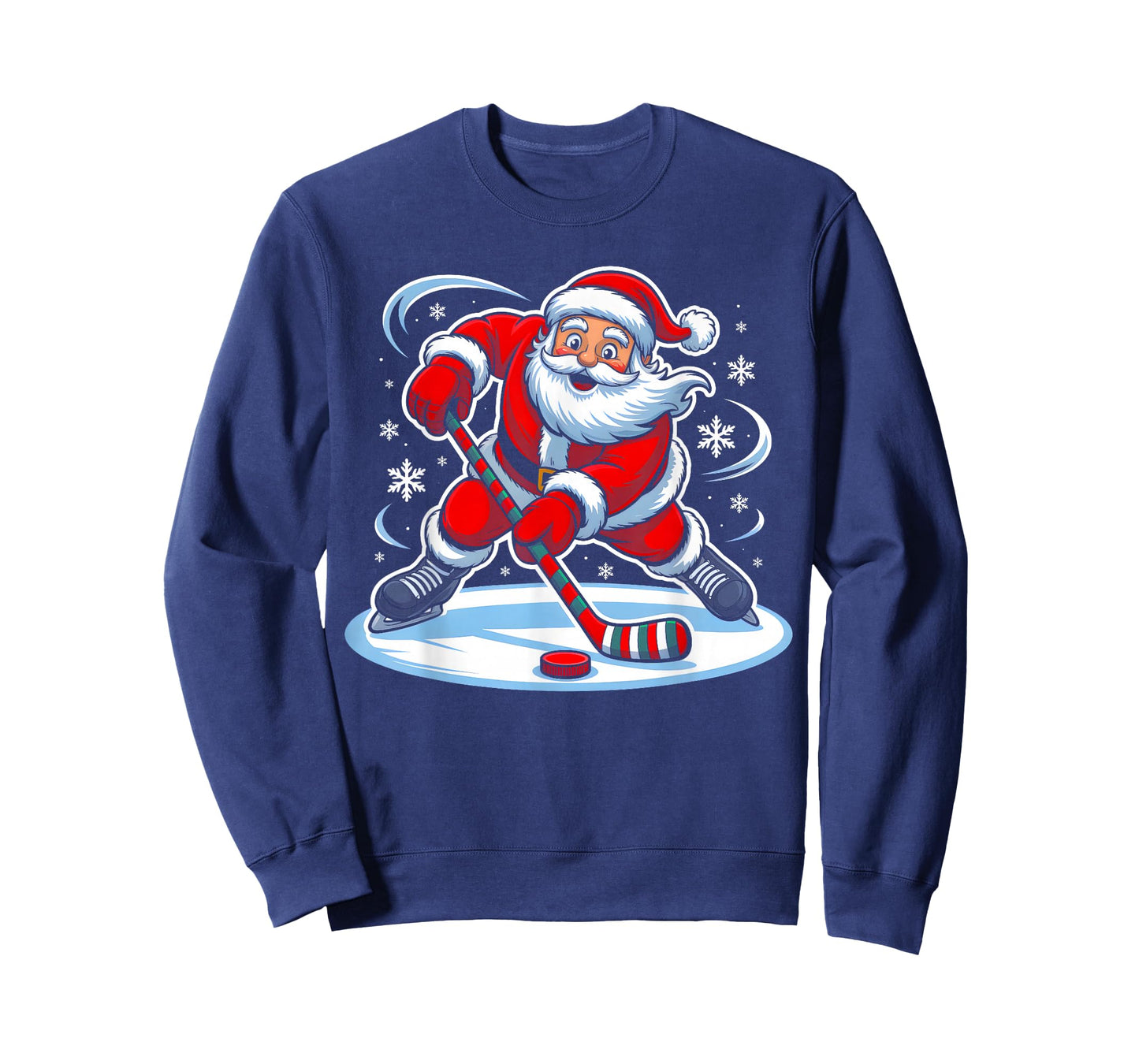 Santa Ice Hockey Christmas Funny Xmas Pajamas Boys Men Sport T-Shirt