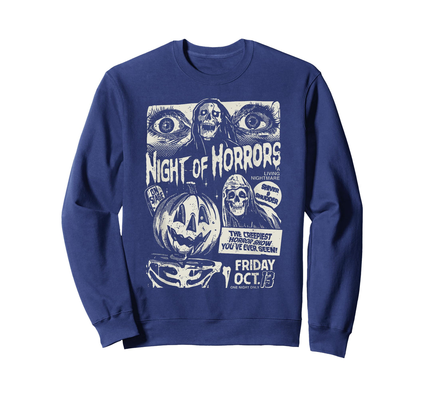 Night Of Horrors Spooky Skeleton Jack O Lantern Halloween T-Shirt