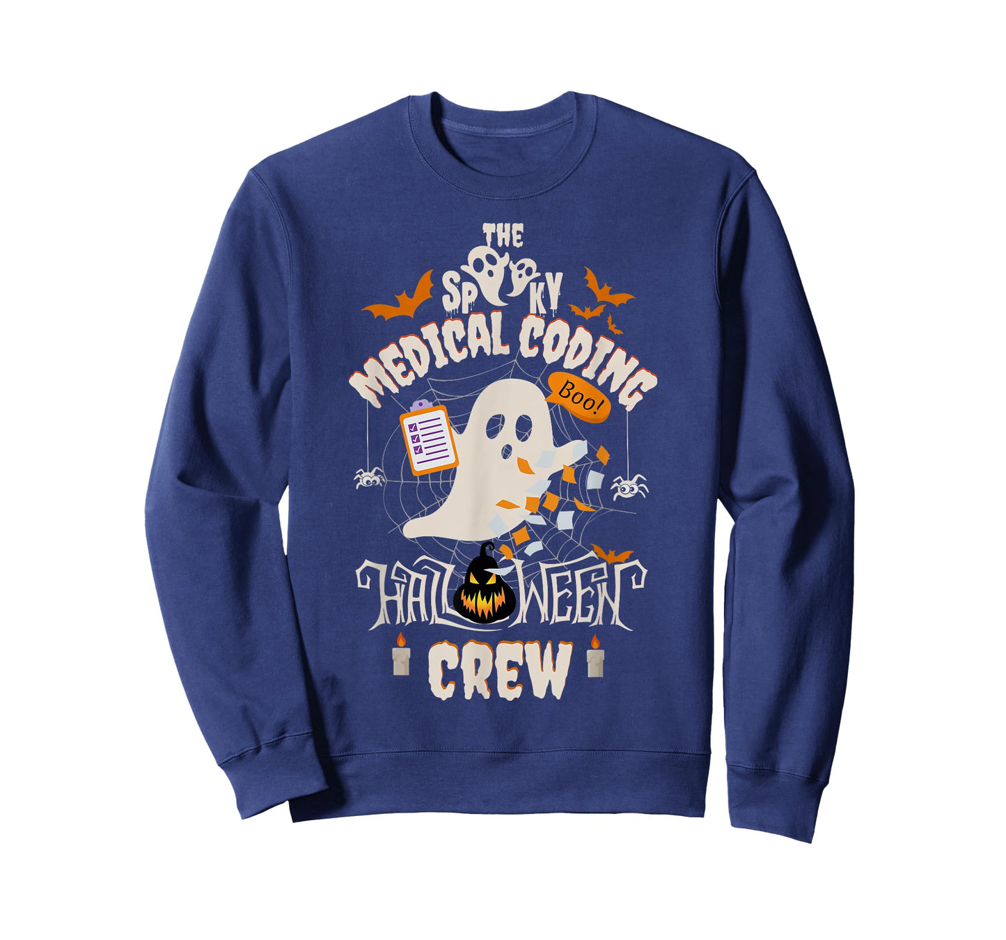 Ghost Spooky Medical Coding Crew Halloween Student Coder T-Shirt