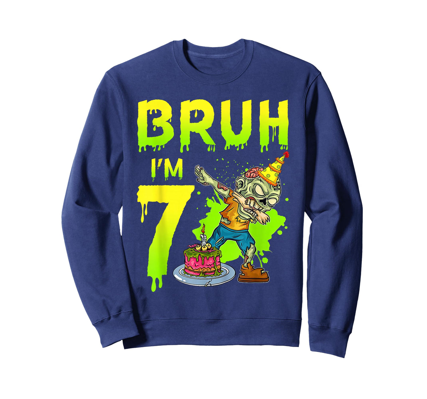 Bruh I'm 7th Birthday Zombie Lover 7 Years Old Boys T-Shirt