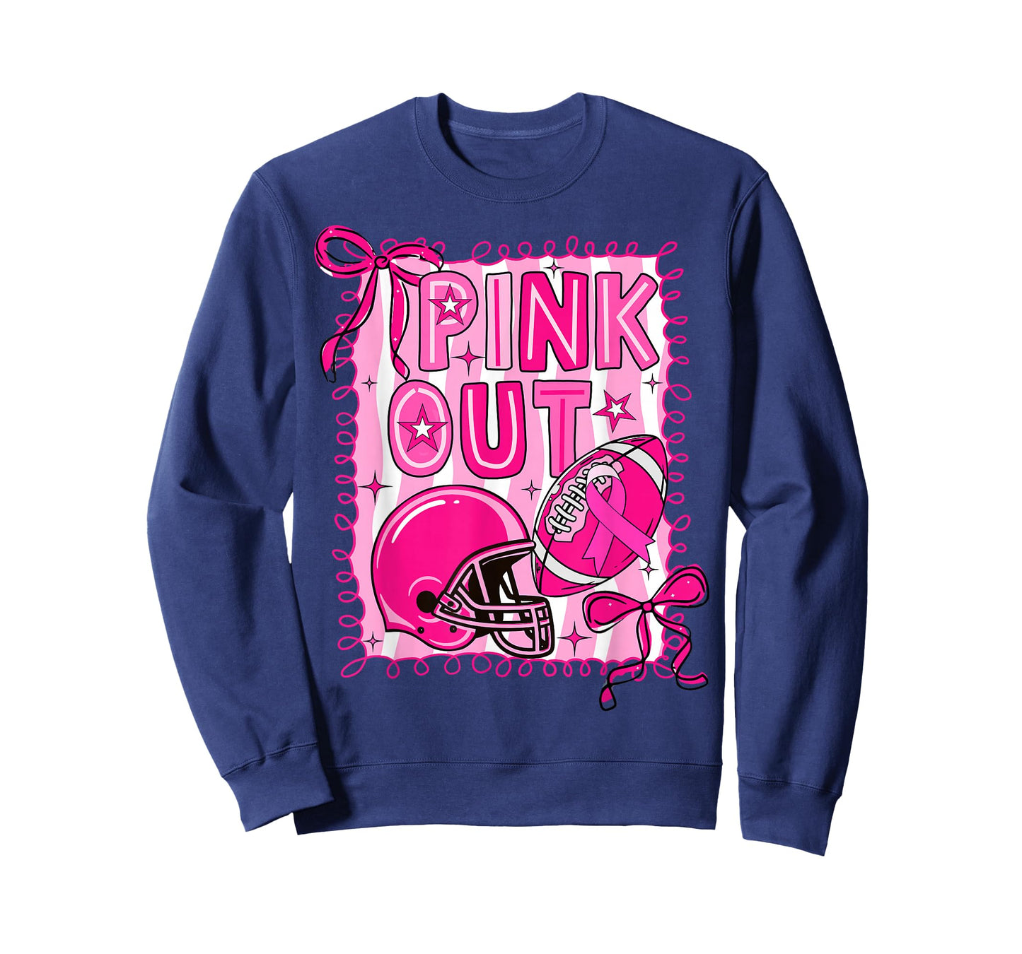 Pink Out Football Breast Cancer Awareness Coquette Women Bow T-Shirt