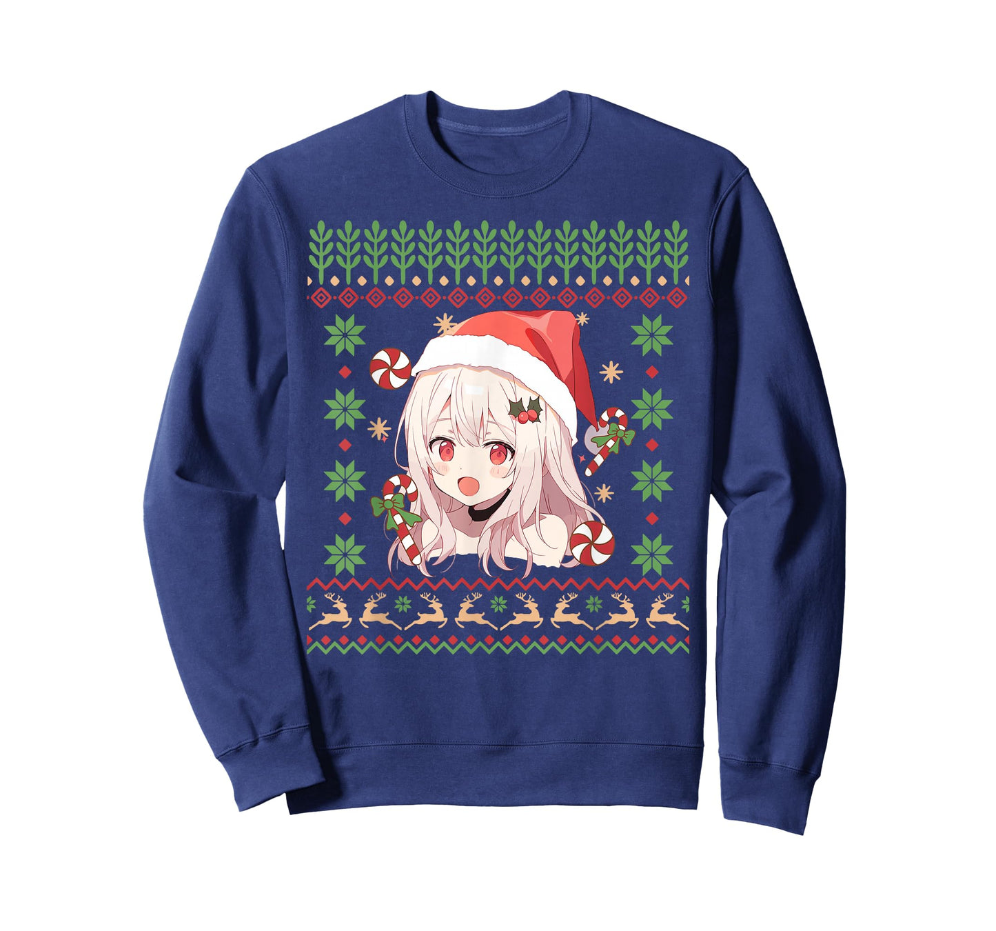 Cute Anime Girl Santa Hat Ugly Sweater Anime Otaku Christmas T-Shirt