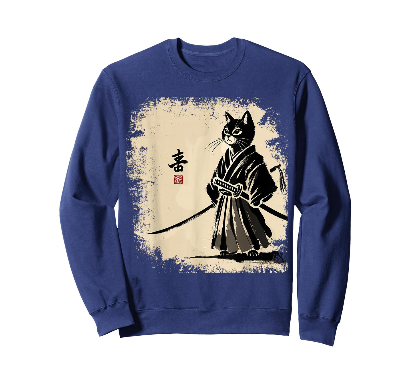 Samurai Cat Vintage Warrior Art Graphic Cat Art T-Shirt