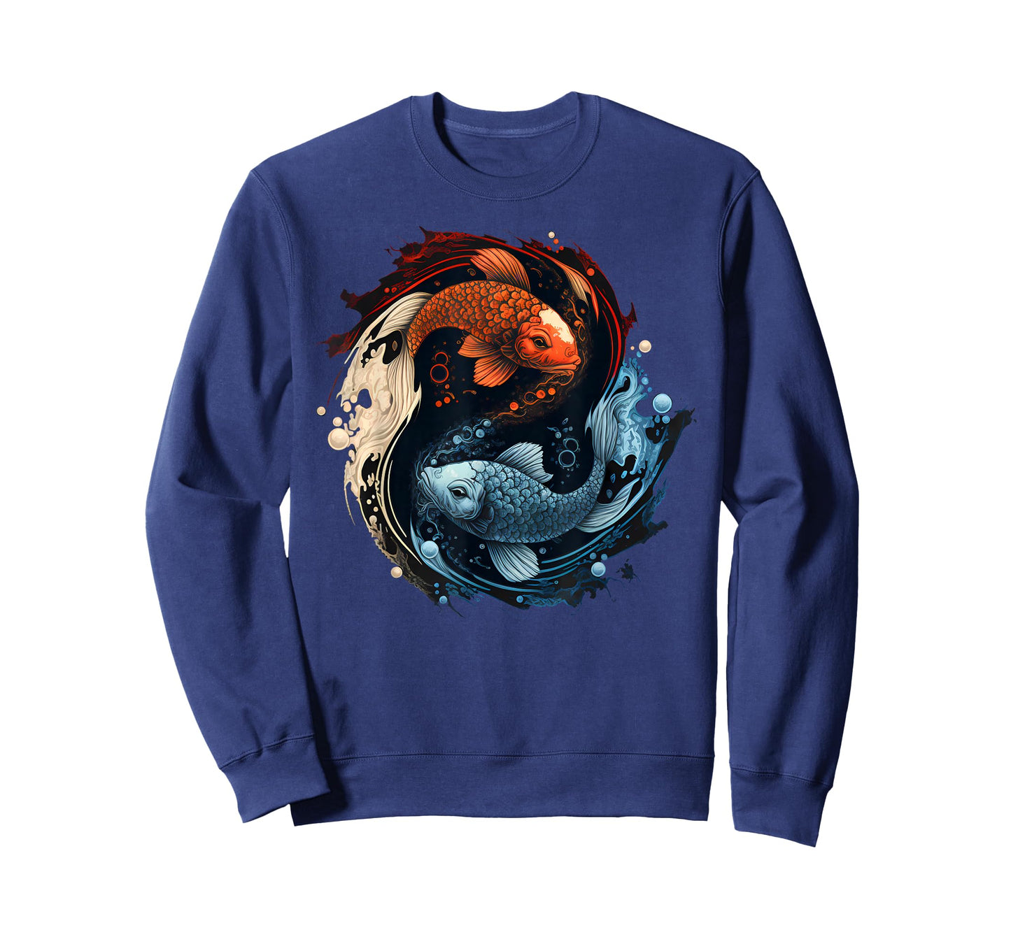 Harmonious Tees Koi Fish Yin Yang T-Shirt - Black - Small - Unisex-Adults