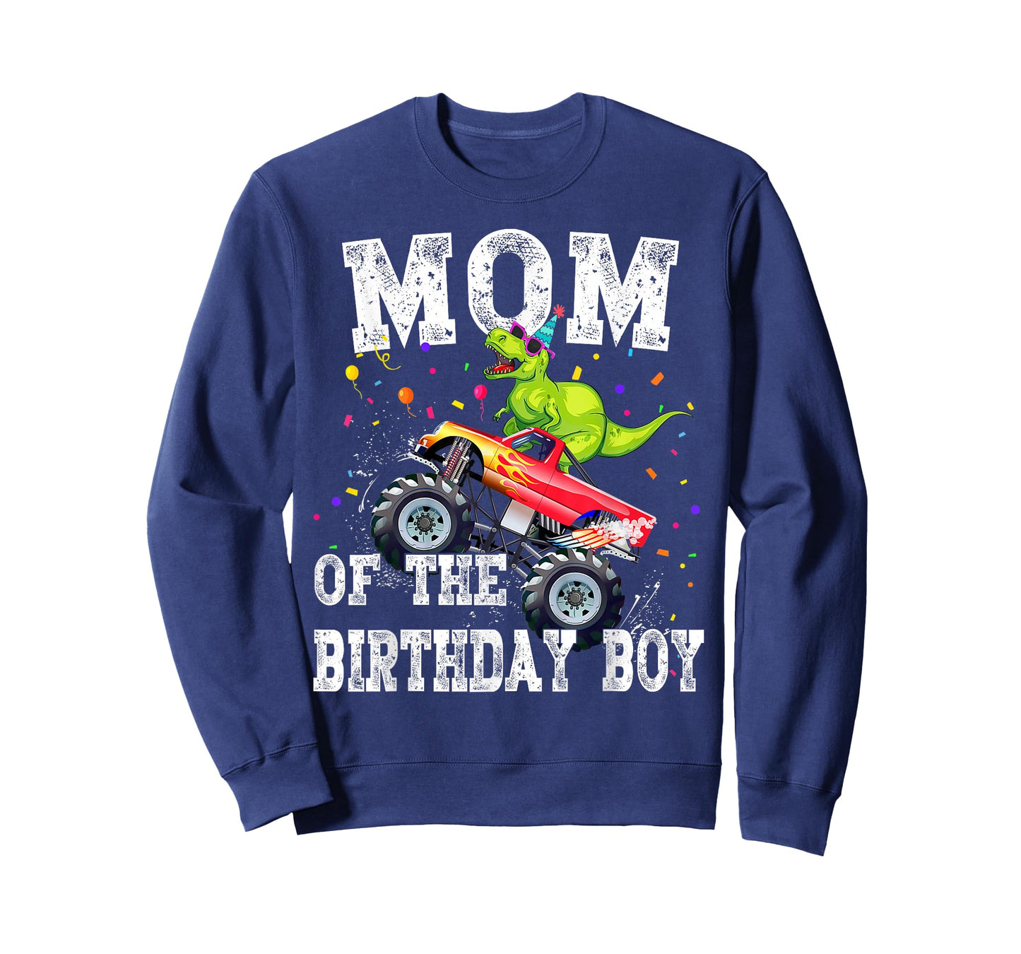 Mom of the Birthday Boy T Rex Dinosaur Monster Truck Family T-Shirt