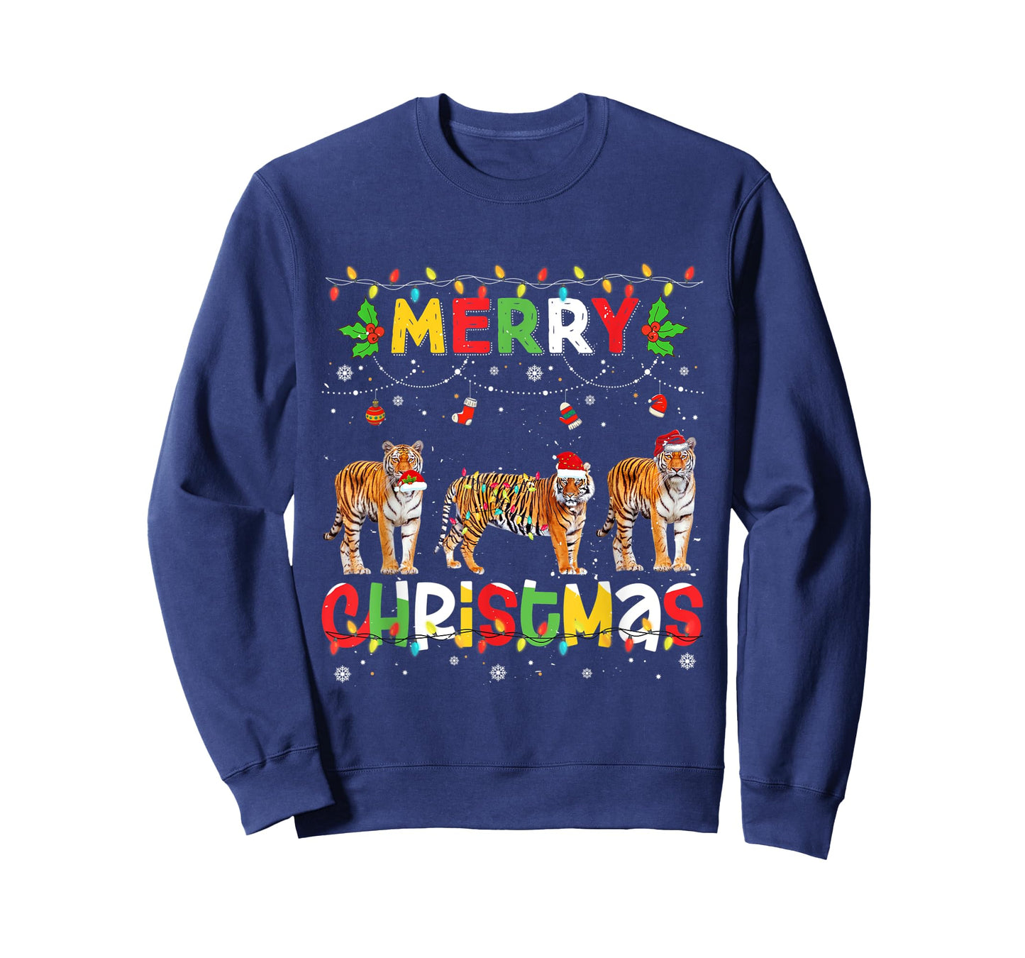 Merry Christmas Tiger Animals Squad Christmas Pajama T-Shirt