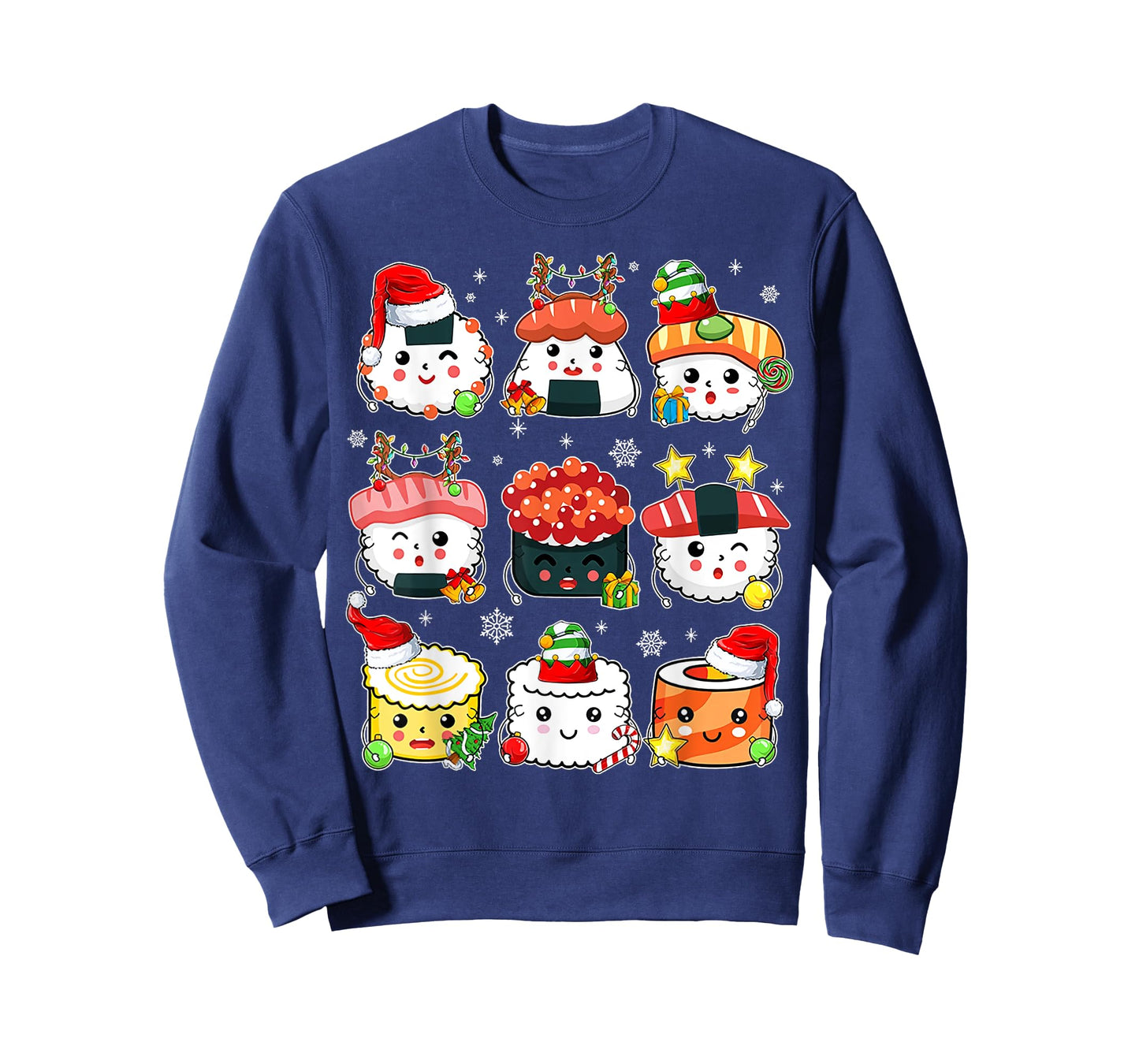 Christmas Kawaii Sushi Santa Hat Lights Japanese Food Lover T-Shirt