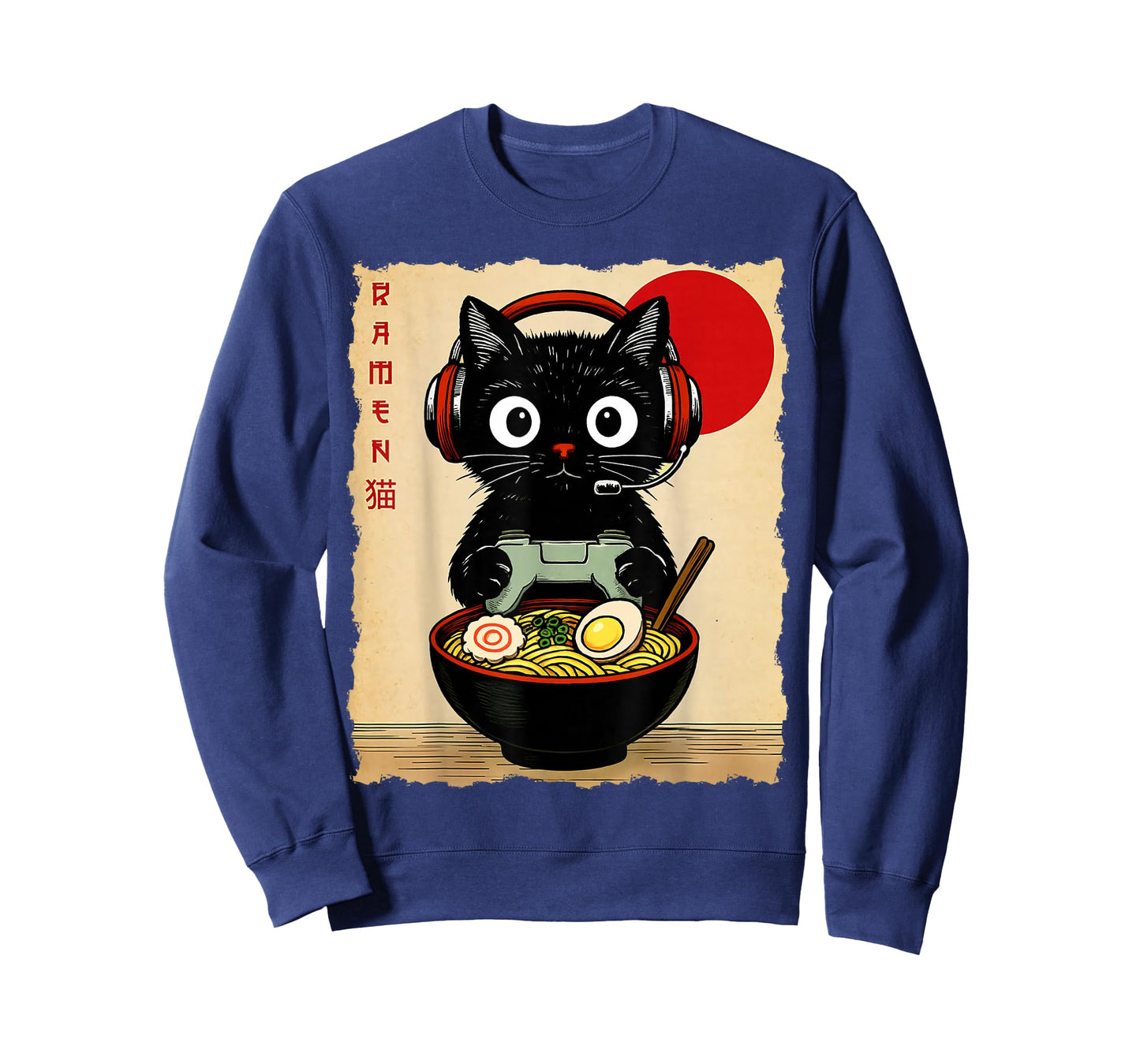Cat Gaming Eating Ramen Anime Japanese Men Women Kids T-Shirt