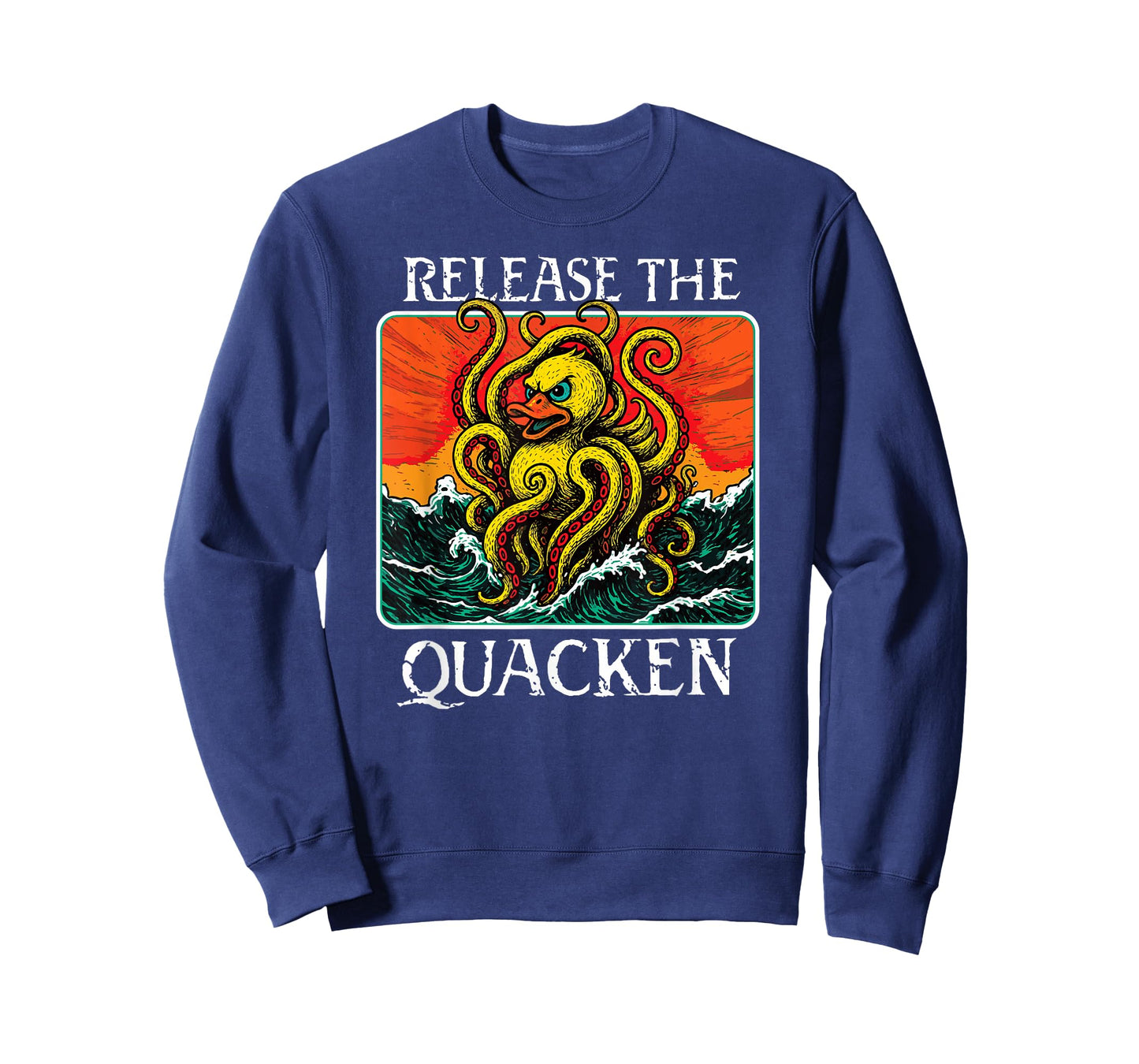 RELEASE THE QUACKEN rubber duck sea monster kraken pun funny T-Shirt