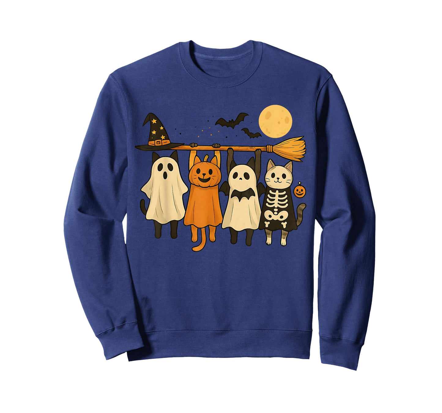 Cute Halloween Cat Ghost Pumpkin Skeleton T-Shirt