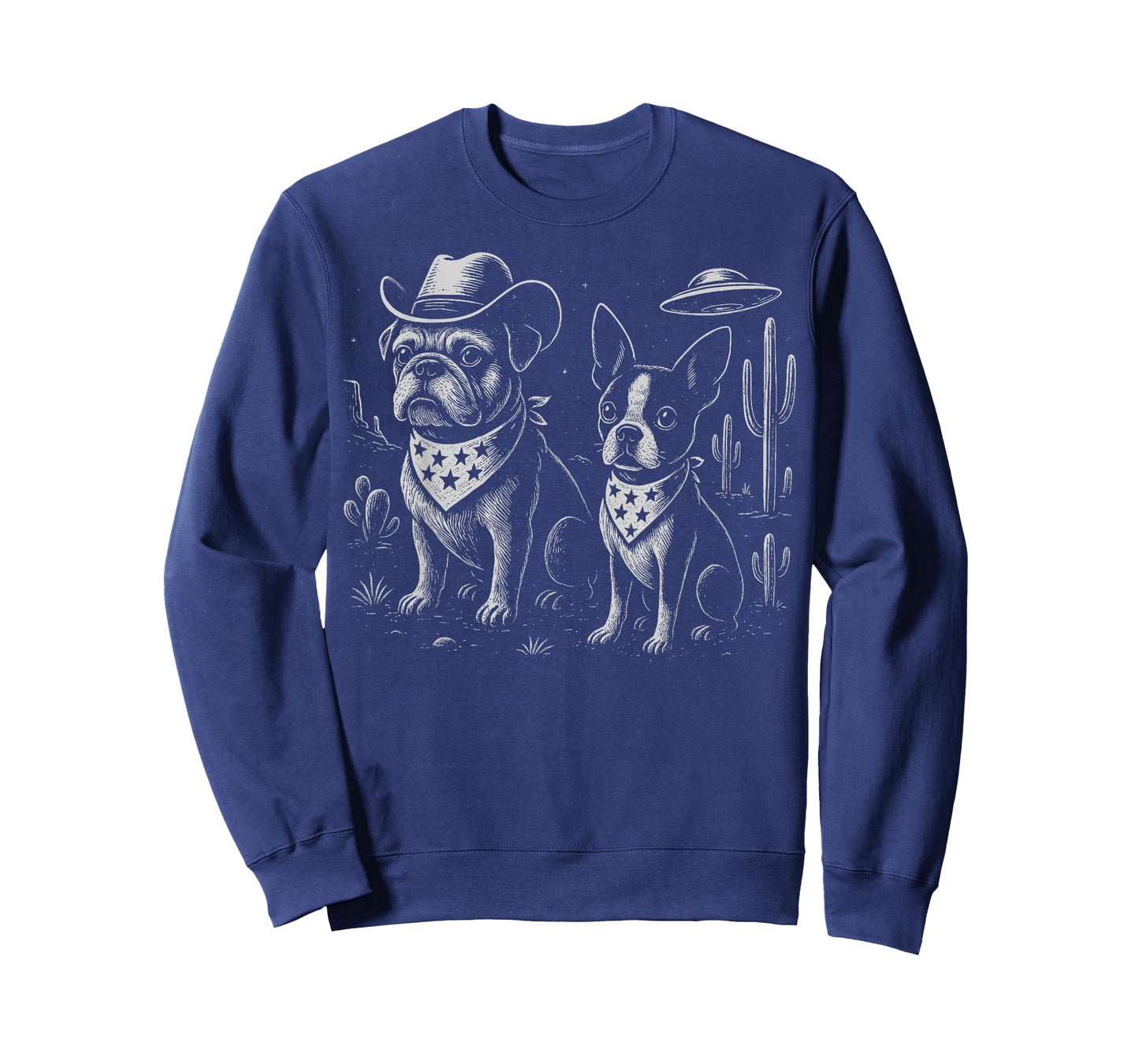 French Bulldog Cowboy Hat Boston Terrier UFO Vintage Western T-Shirt