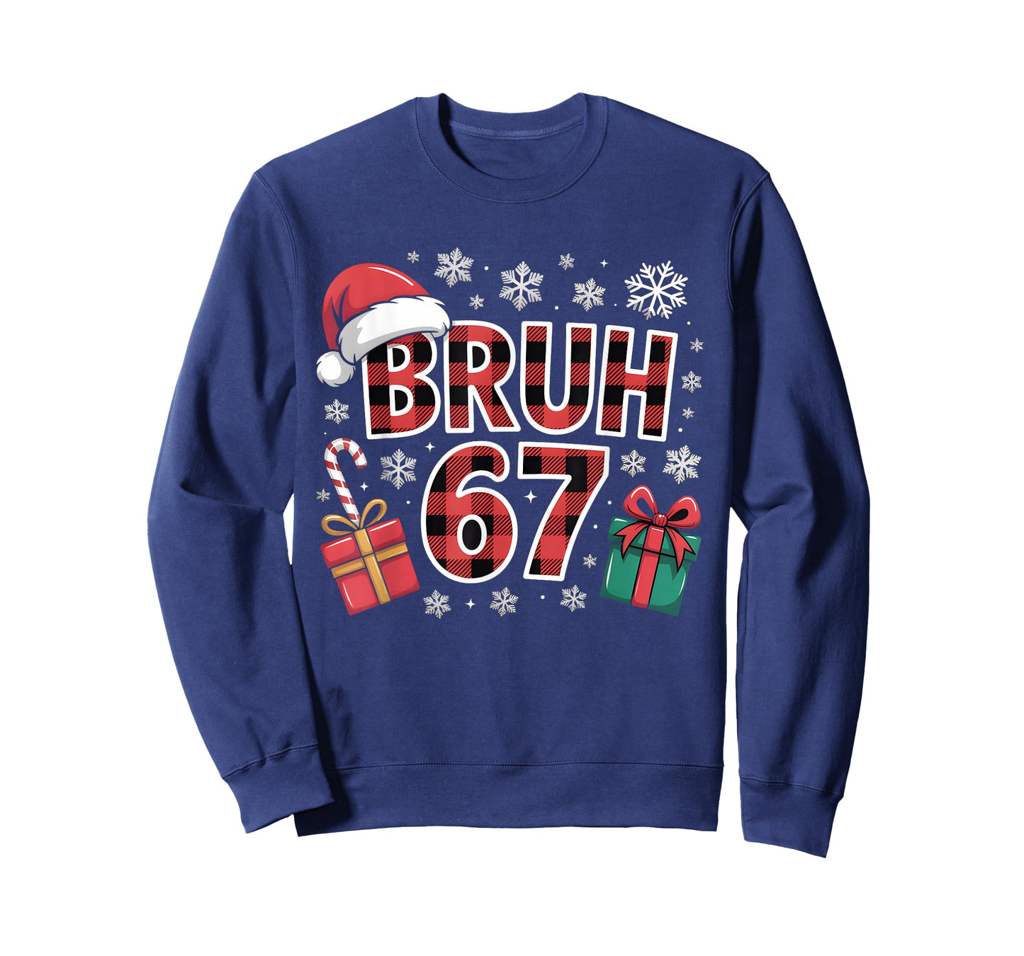 Funny Bruh 67 Buffalo Plaid Christmas Six Seven Meme Teens T-Shirt