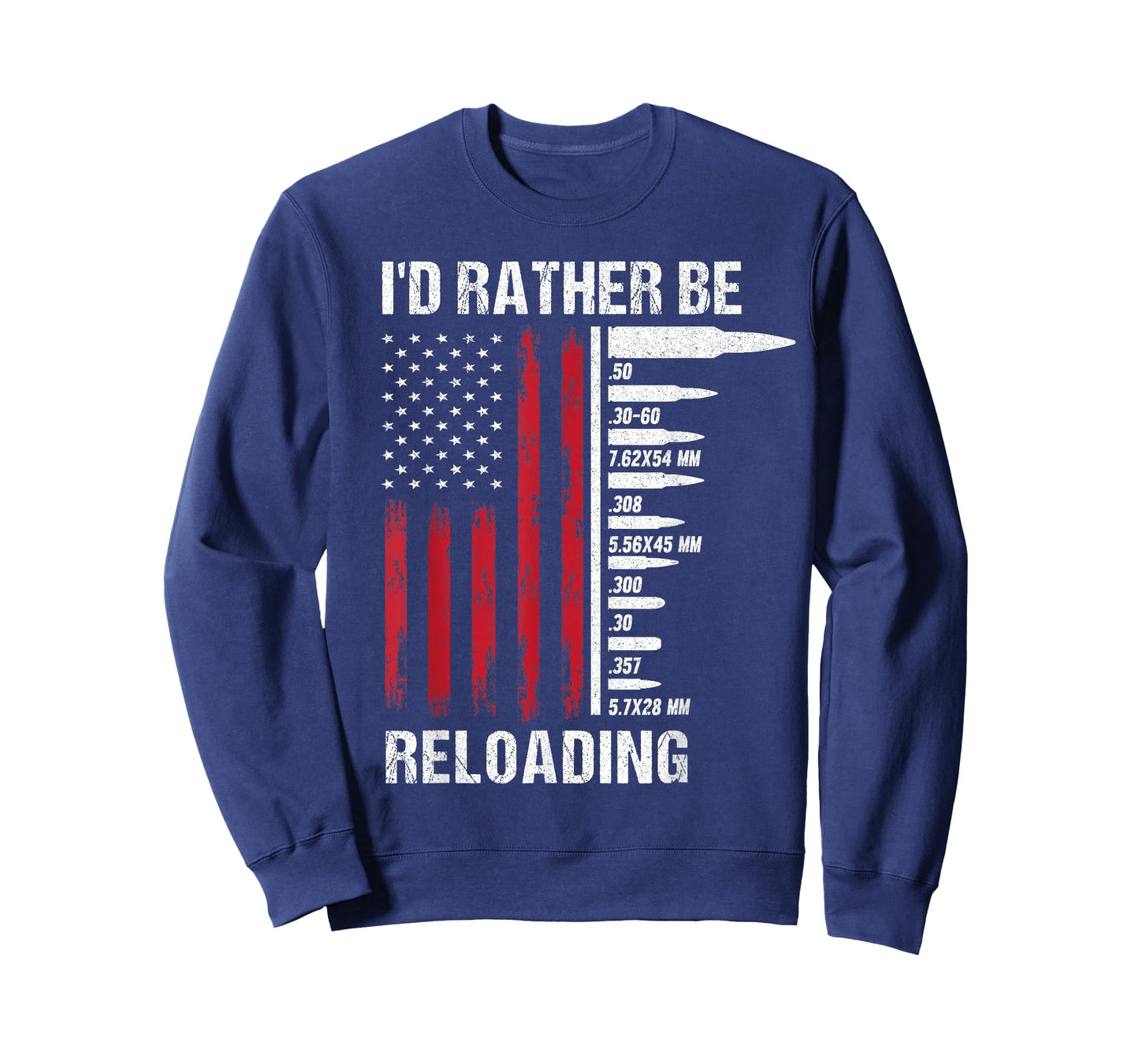 I'd Rather Be Reloading Shooter Guns Ammo American Flag T-Shirt for Women Men