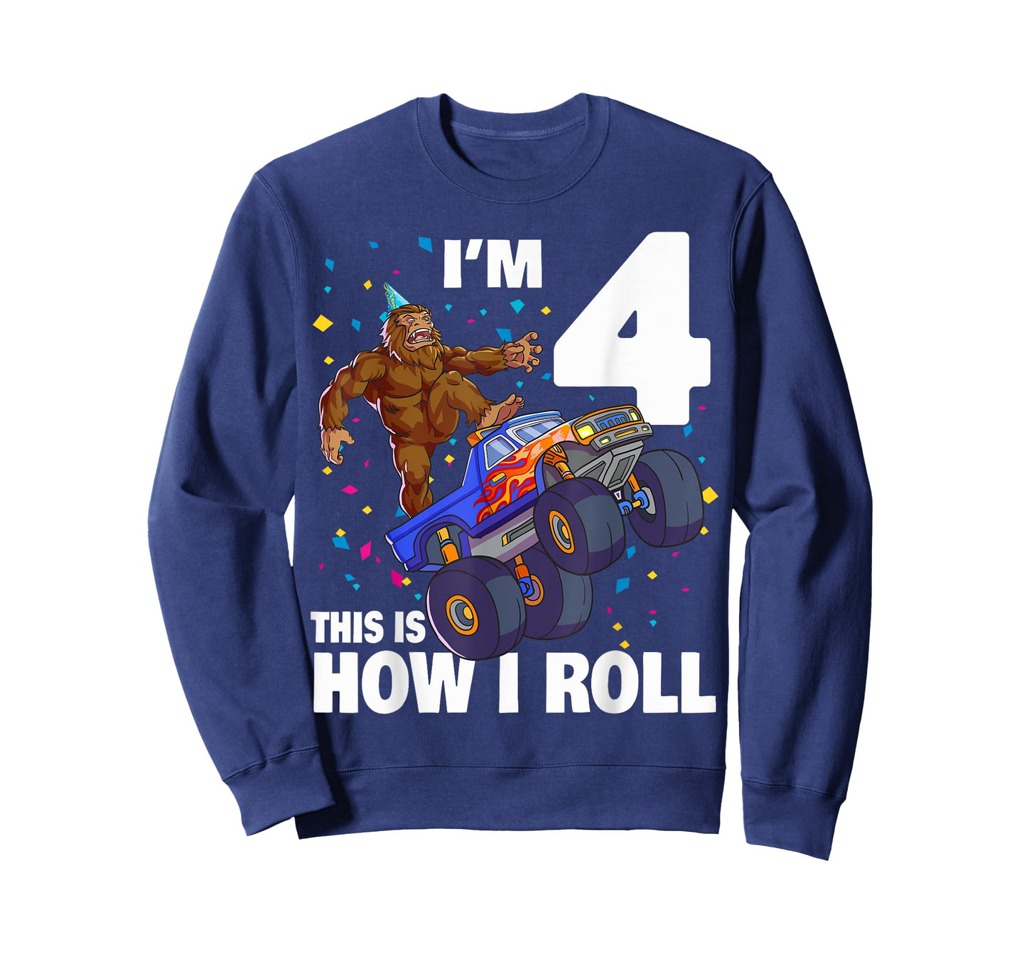 I'm 4 Bigfoot Sasquatch Monster Truck Kids 4th Birthday Boy T-Shirt