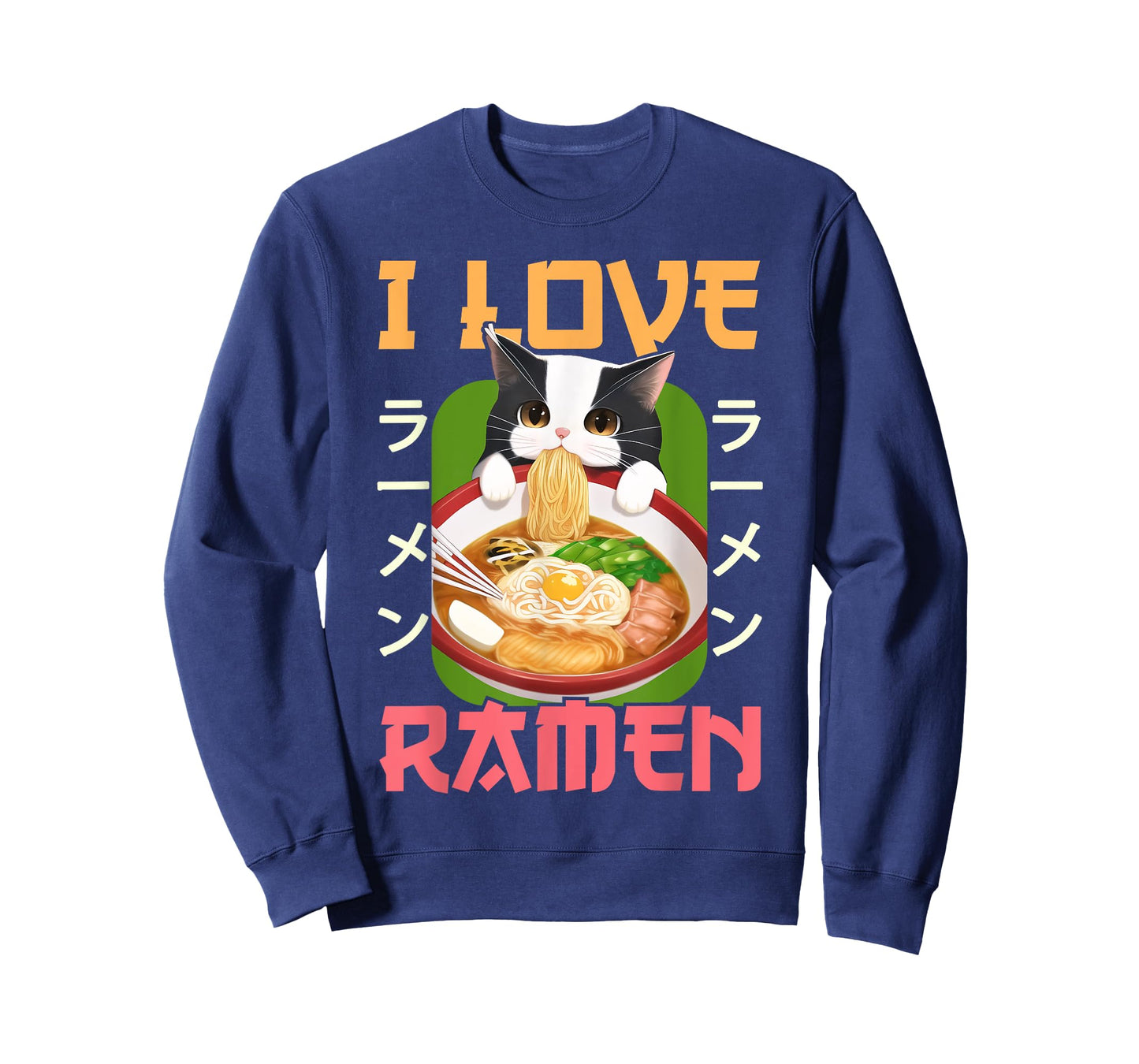 I Love Ramen Noodles Kawaii Cat Anime Otaku Teen Girl T-Shirt
