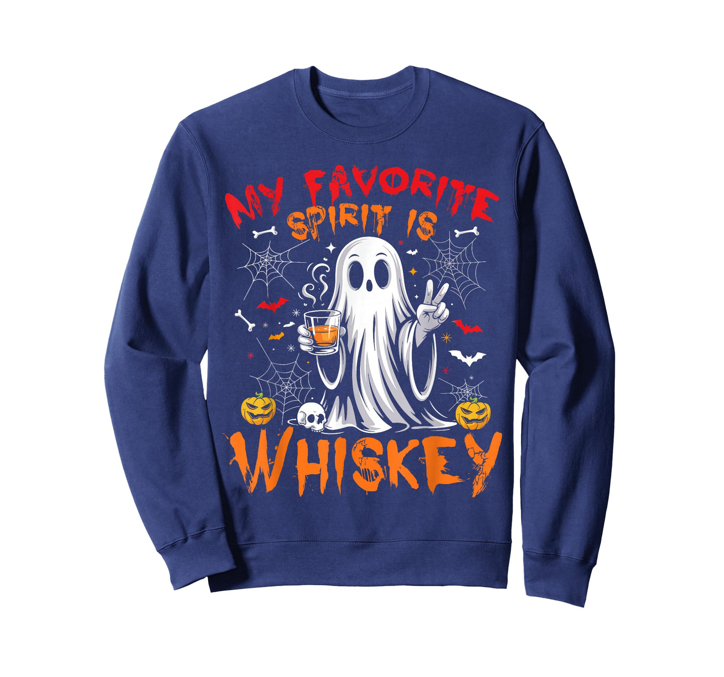 Funny Ghost Halloween My Favorite Spirit is Whiskey Men T-Shirt