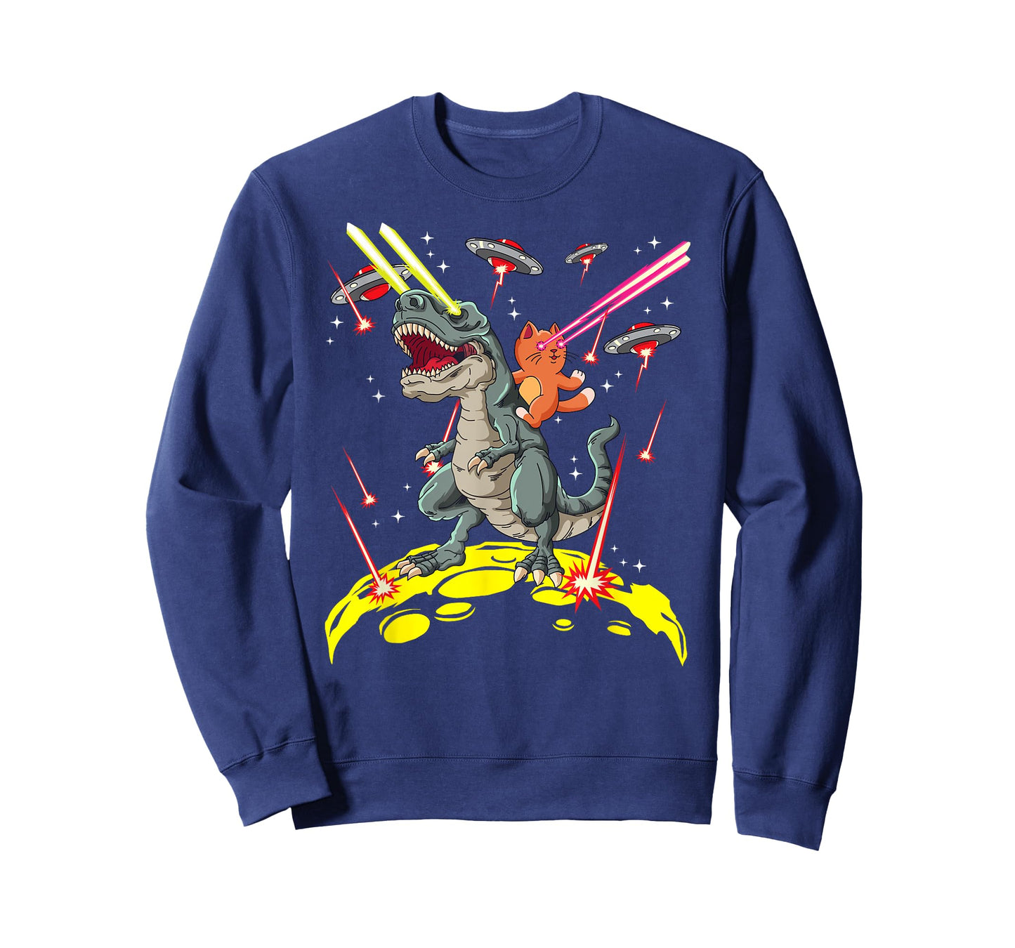 Space Cat Riding T-Rex Laser Eyes T-Shirt T-Shirt