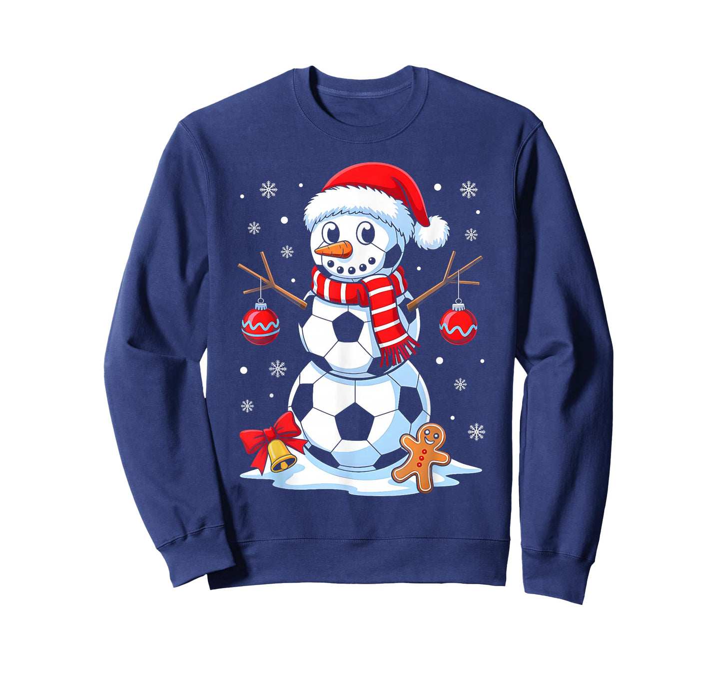 Christmas Soccer Snowman Santa Hat Xmas Pajamas Men Boys T-Shirt