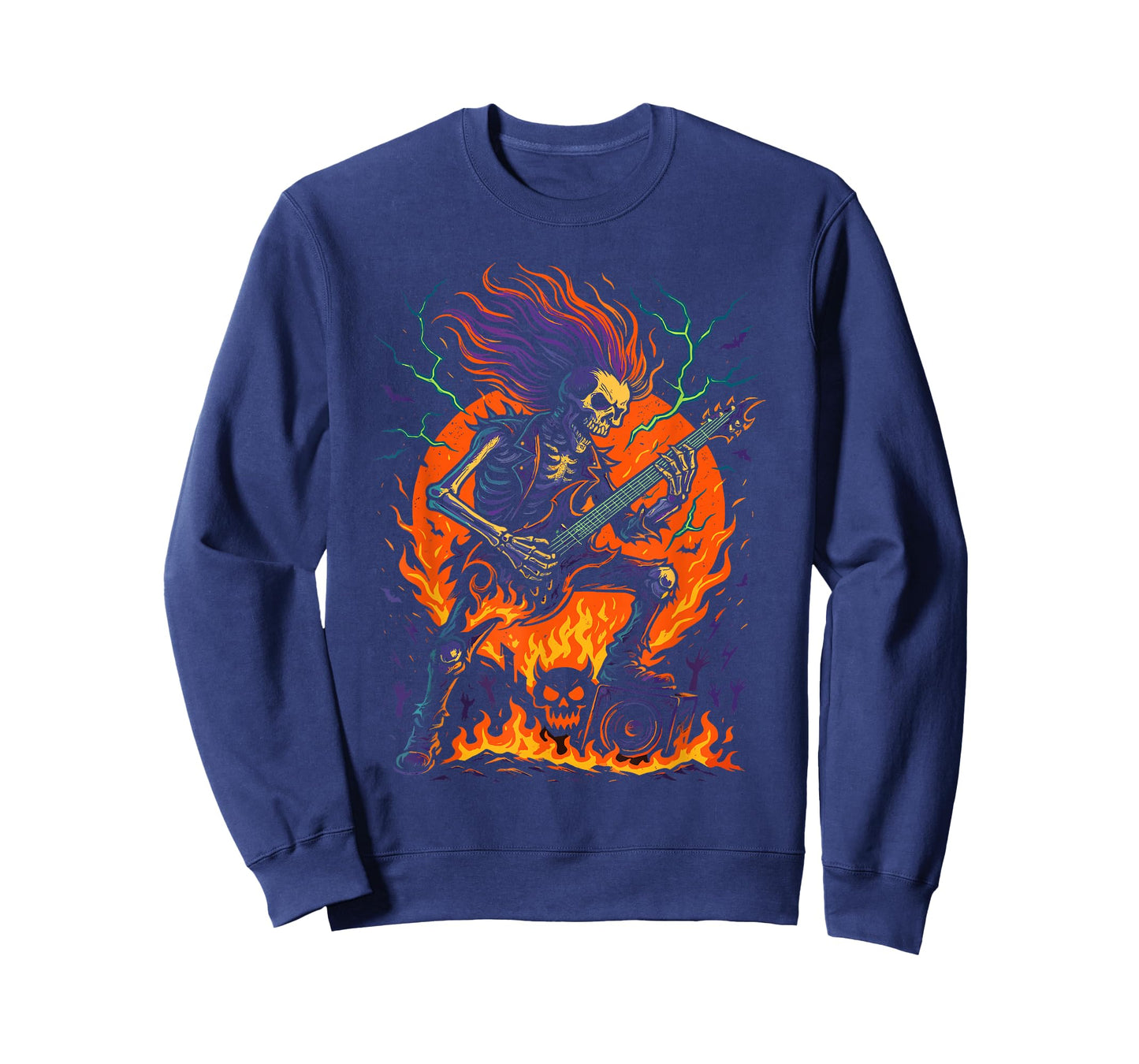 Rocking Skeleton Witch Guitar Halloween Ghost Pumpkin T-Shirt